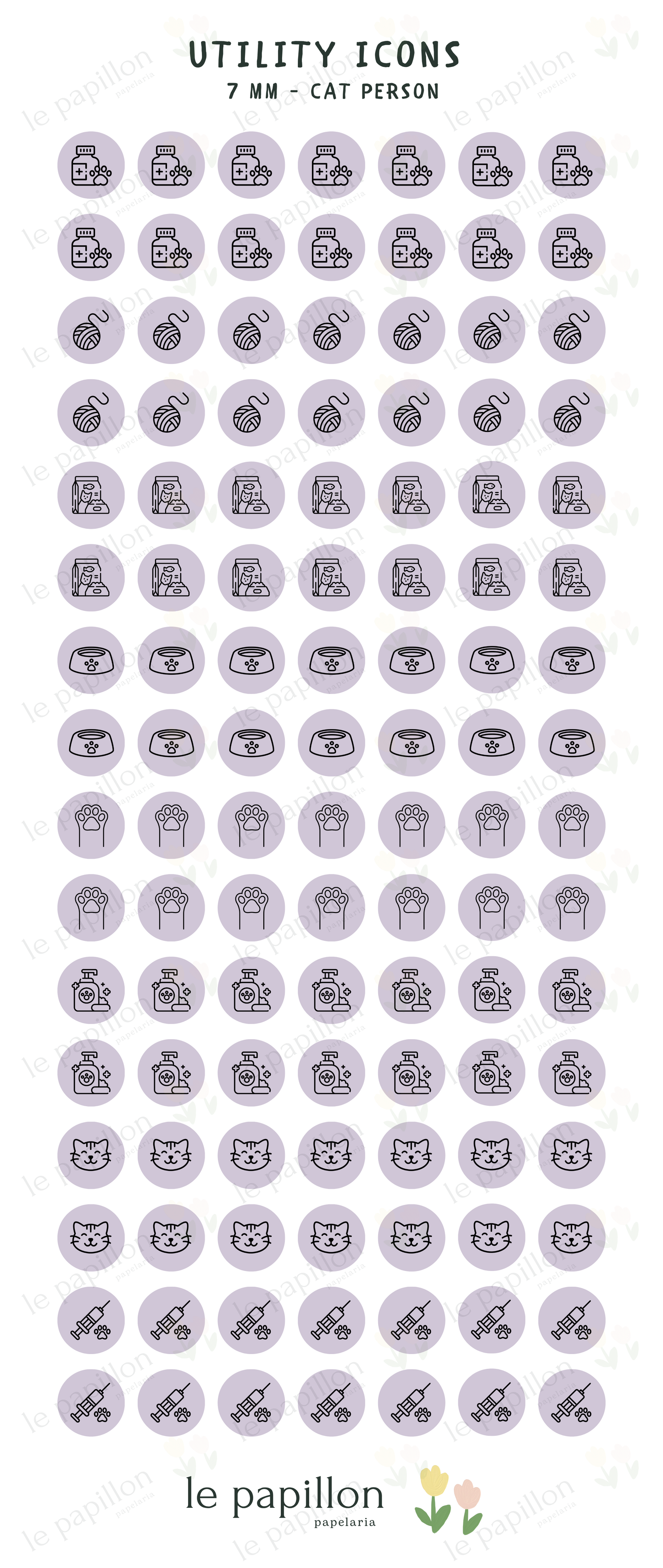 Cartela Utility Icons 7mm - Cat Person