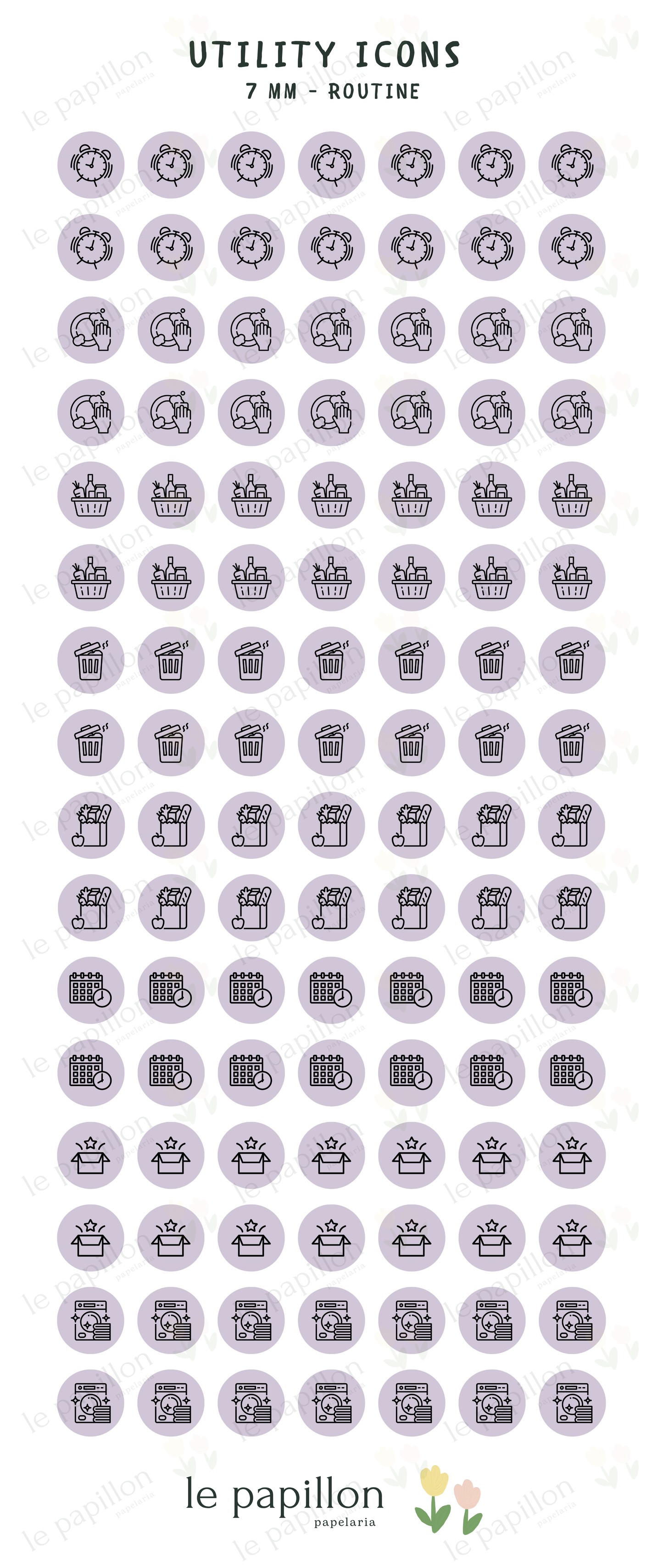 Cartela Utility Icons 7mm - Routine