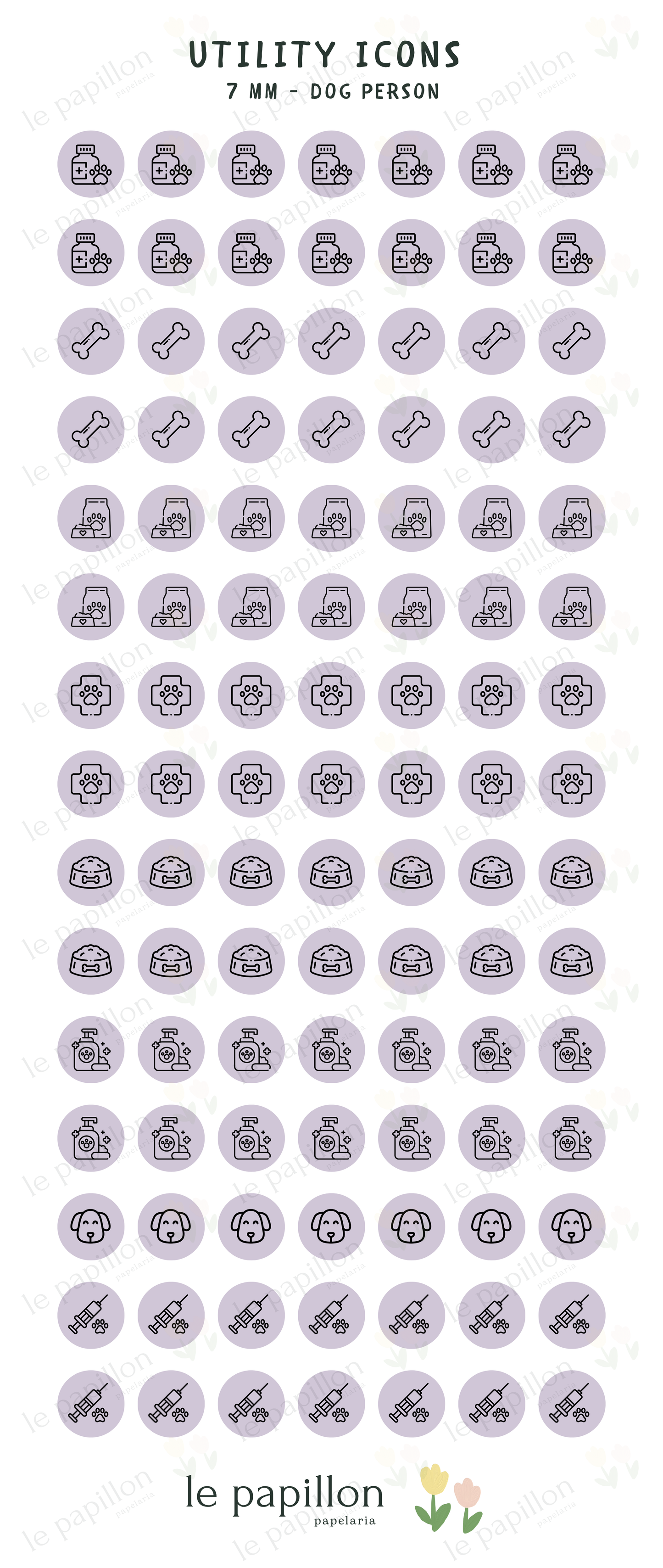 Cartela Utility Icons 7mm - Dog Person