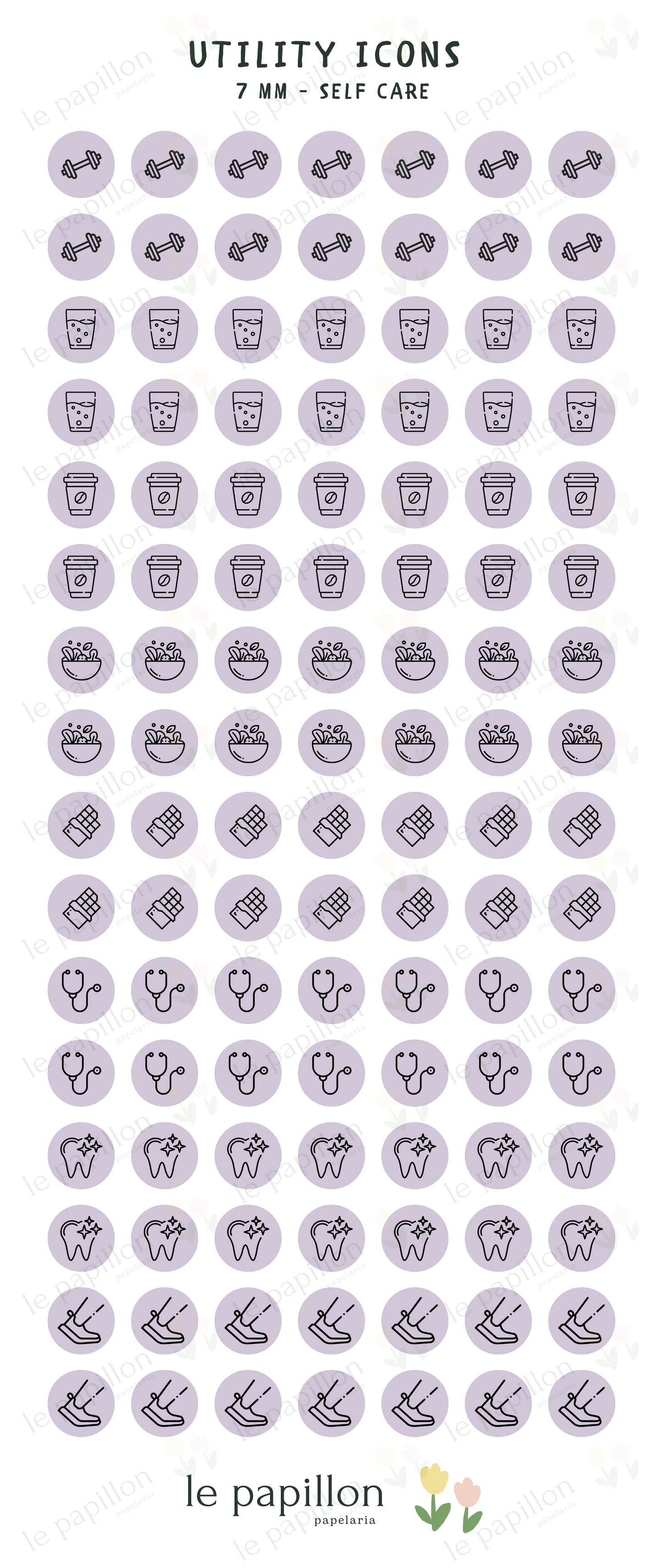 Cartela Utility Icons 7mm - Self Care