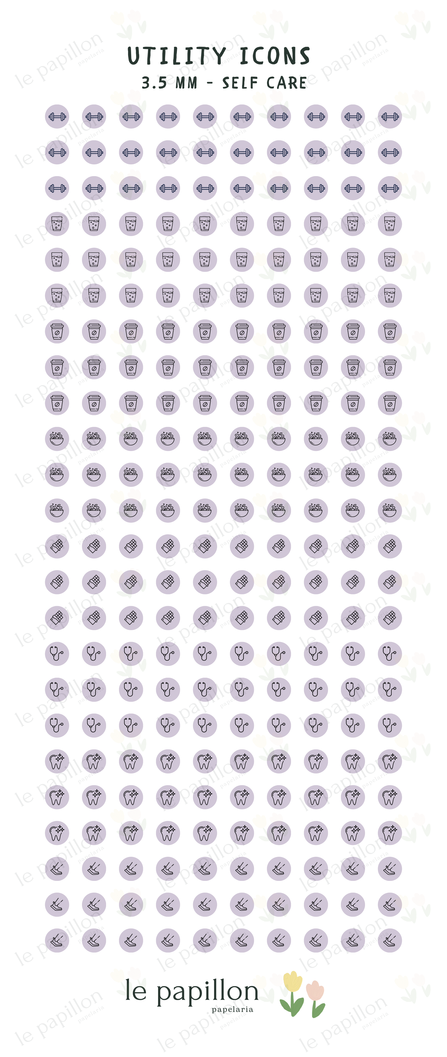Cartela Utility Icons 3.5mm - Self Care