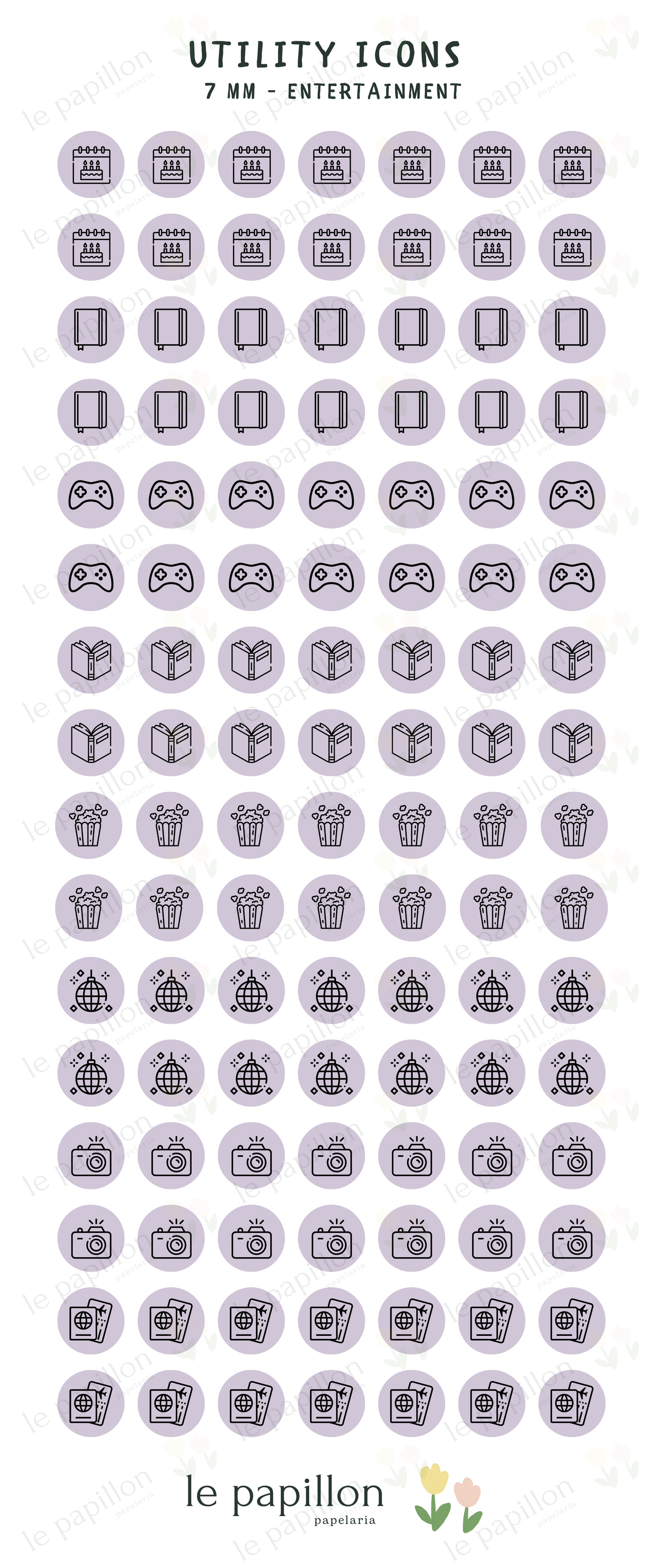 Cartela Utility Icons 7mm - Entertainment