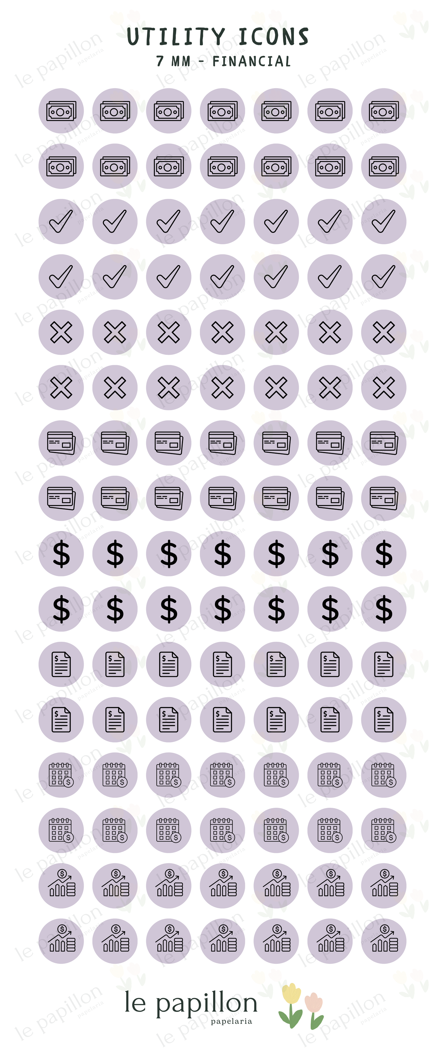 Cartela Utility Icons 7mm - Financial