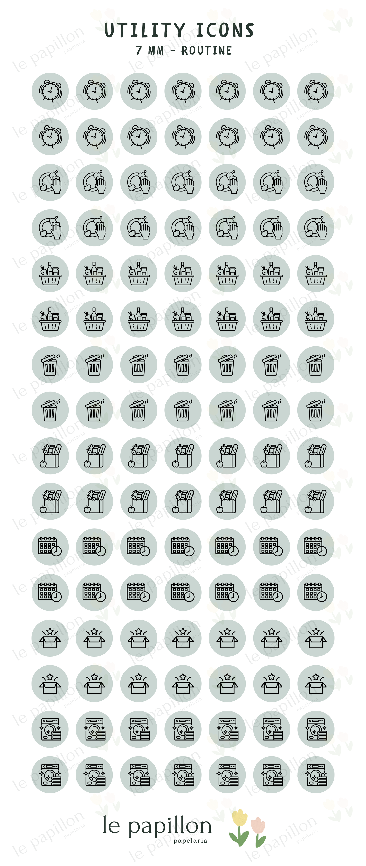 Cartela Utility Icons 7mm - Routine