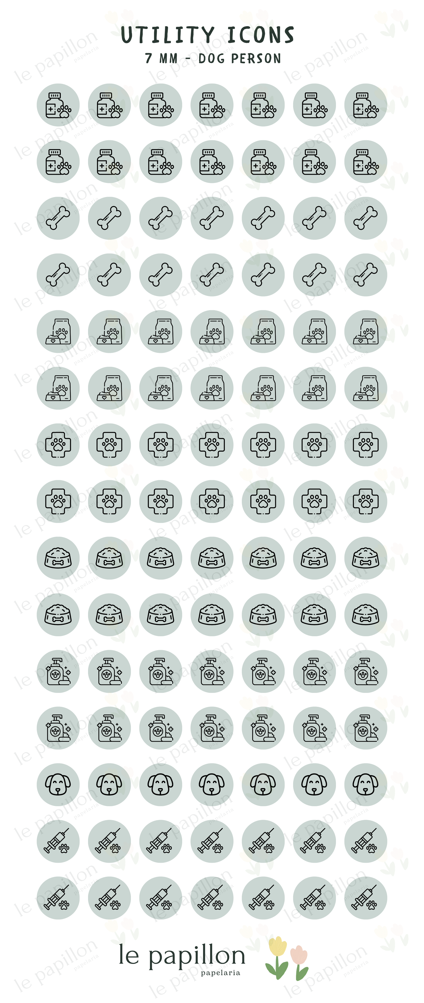 Cartela Utility Icons 7mm - Dog Person