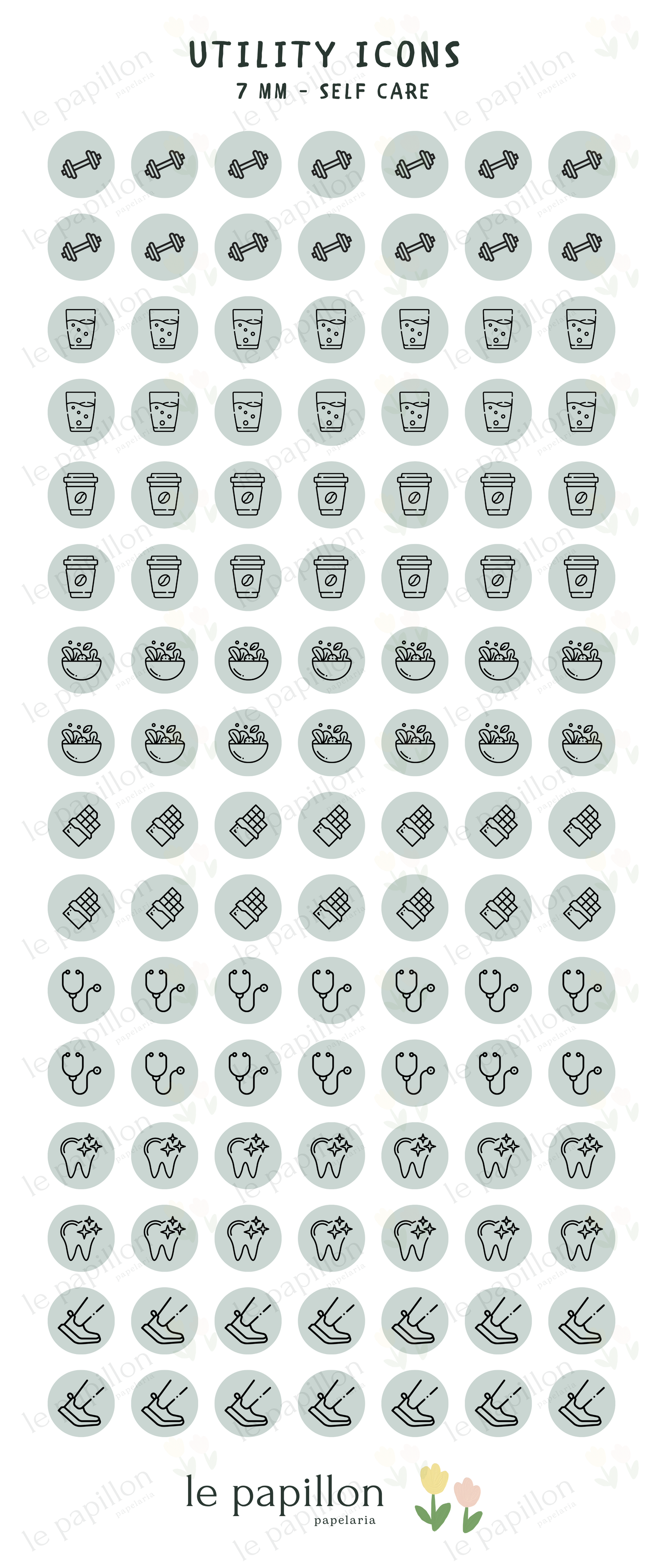 Cartela Utility Icons 7mm - Self Care