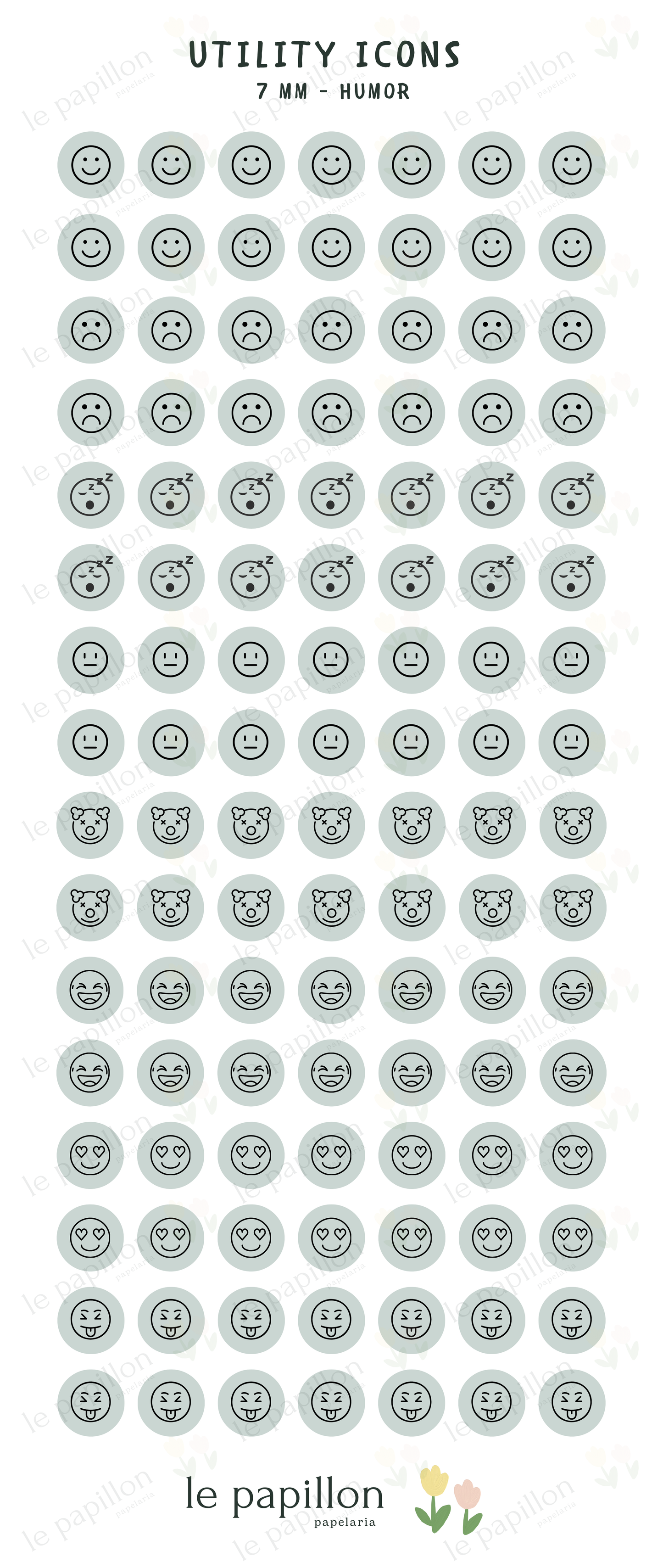 Cartela Utility Icons 7mm - Humor
