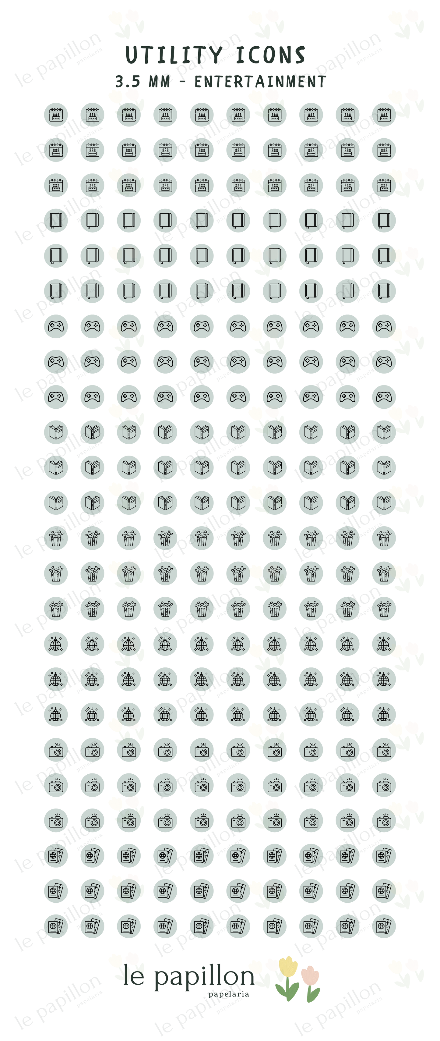 Cartela Utility Icons 3.5mm - Entertainment