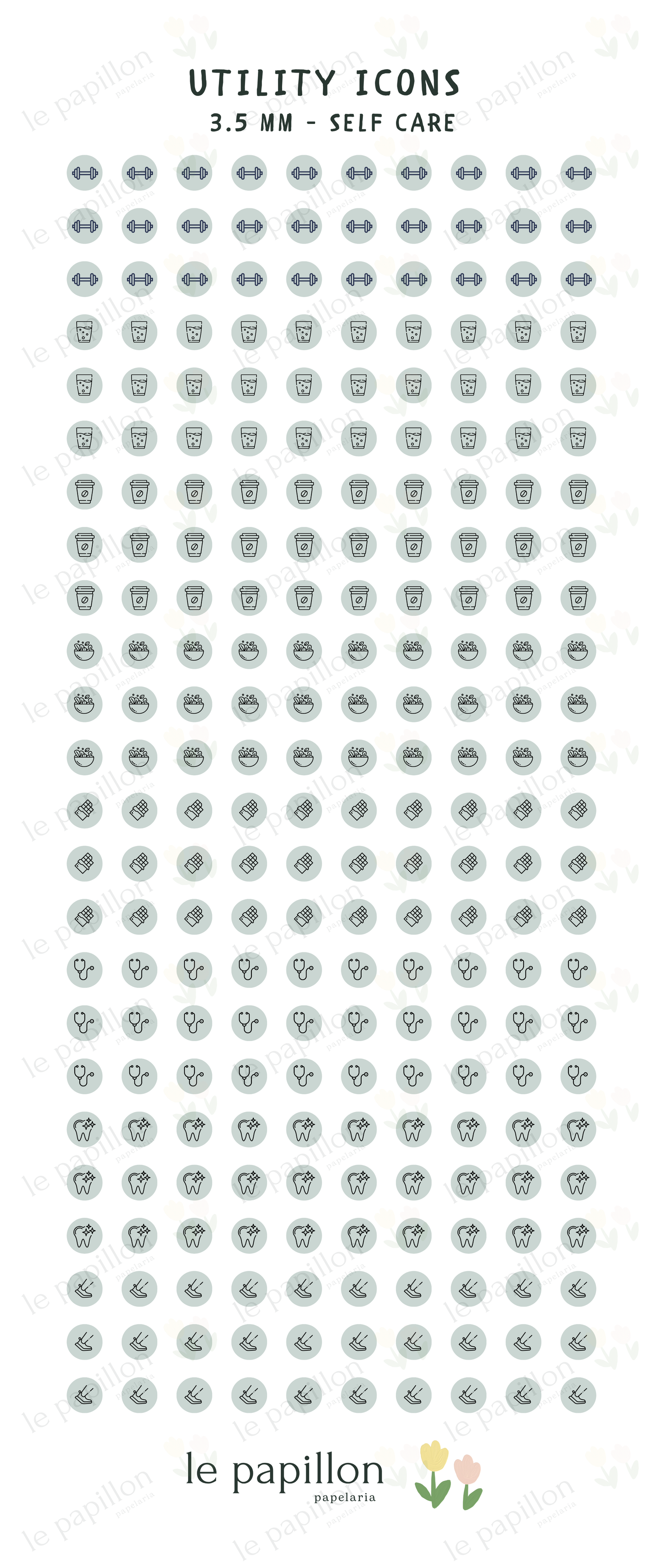 Cartela Utility Icons 3.5mm - Self Care