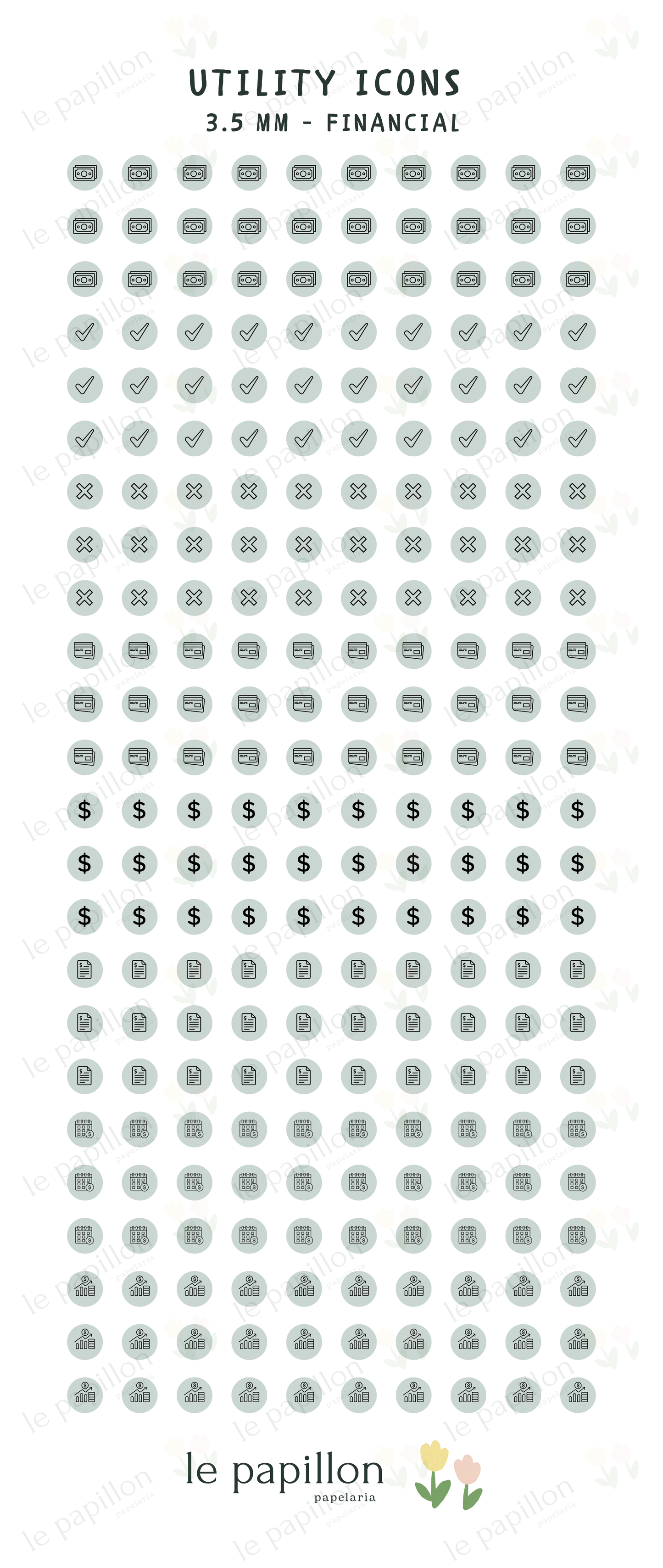Cartela Utility Icons 3.5mm - Financial