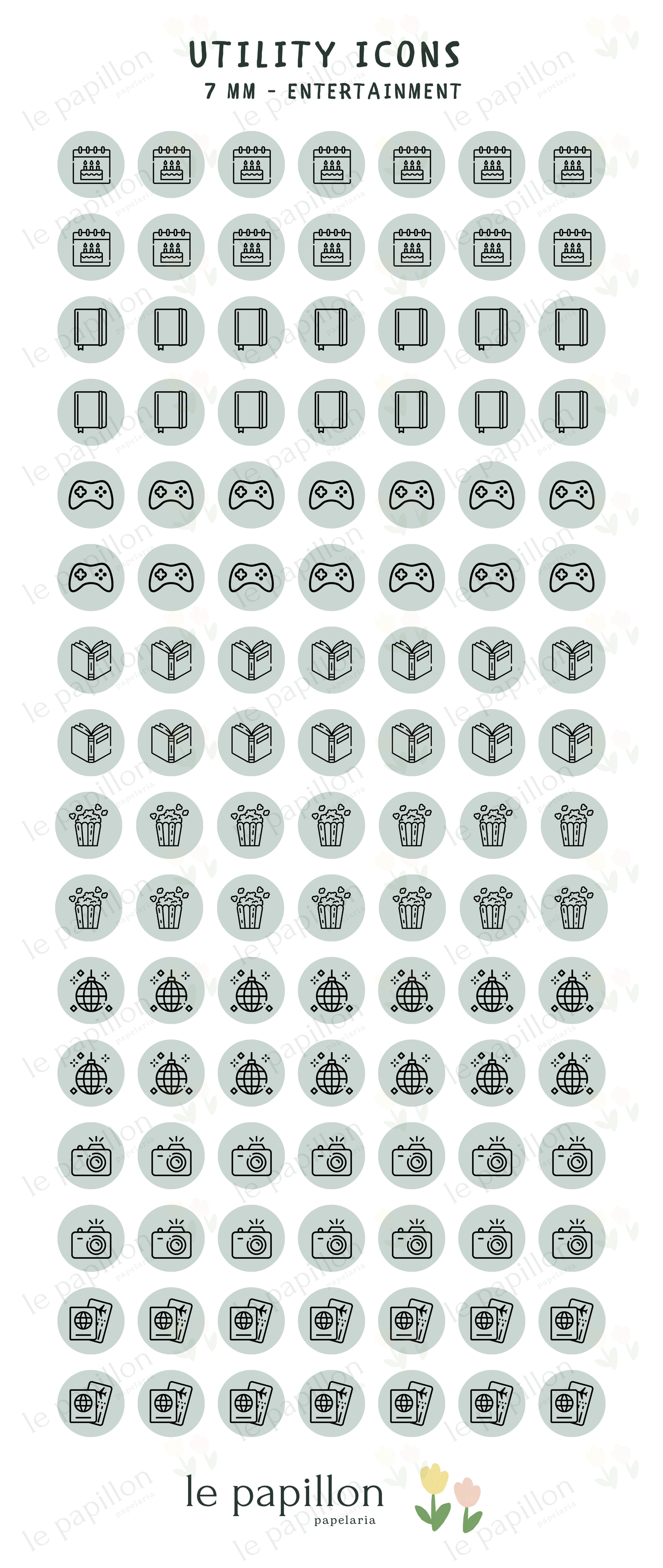 Cartela Utility Icons 7mm - Entertainment