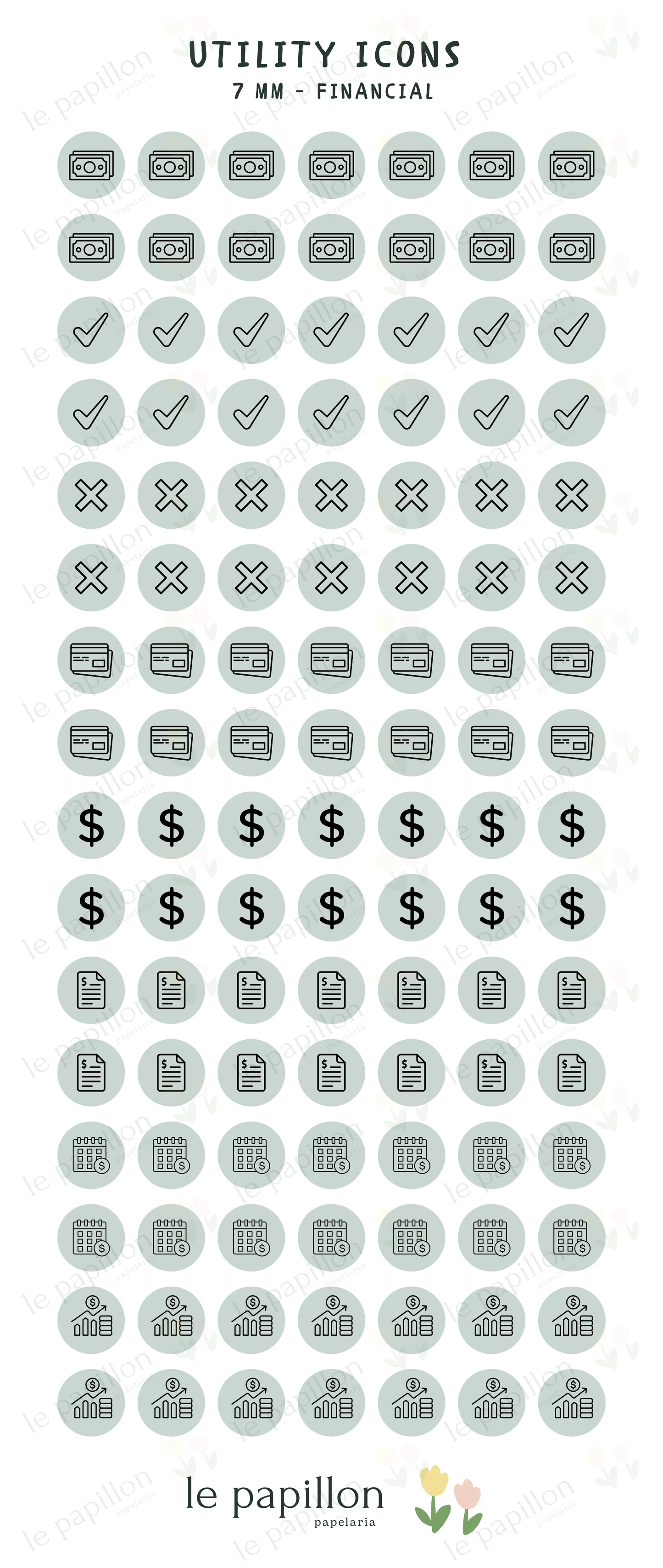 Cartela Utility Icons 7mm - Financial