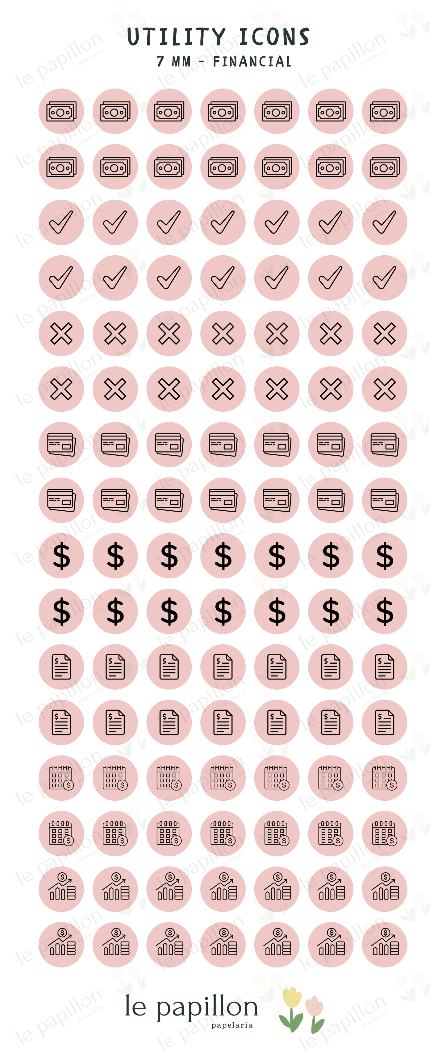 Cartela Utility Icons 7mm - Financial