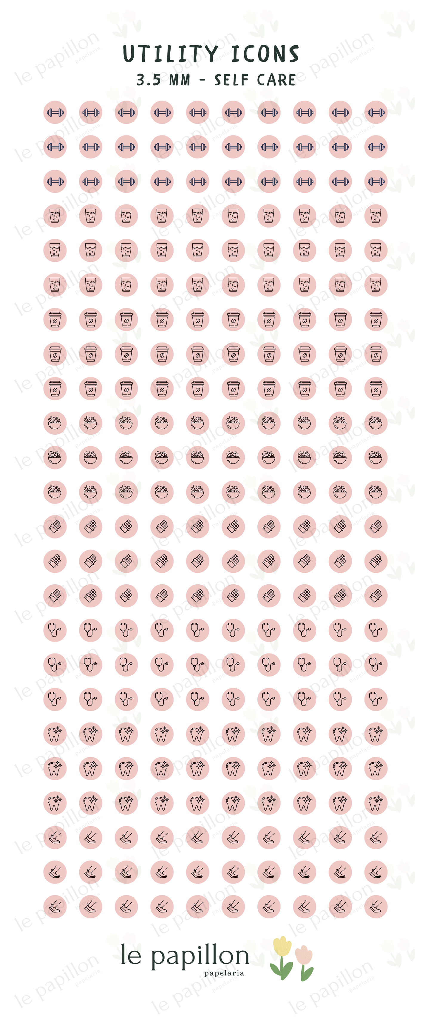 Cartela Utility Icons 3.5mm - Self Care