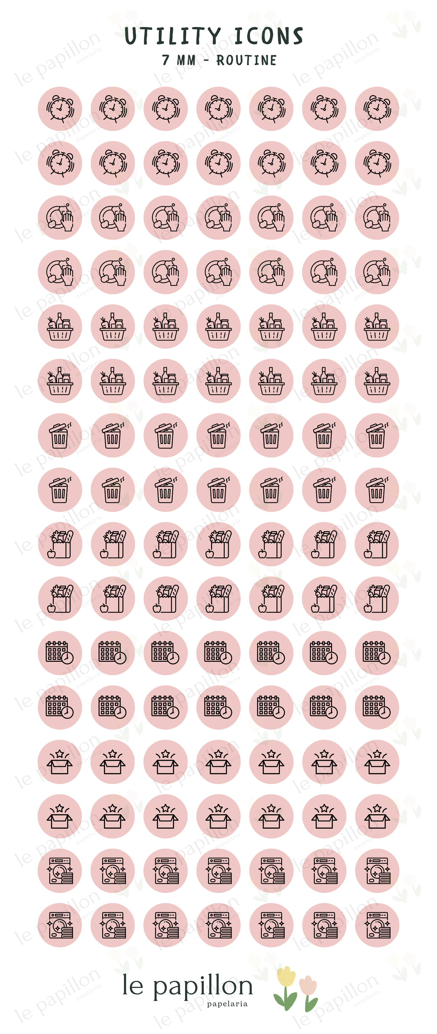 Cartela Utility Icons 7mm - Routine