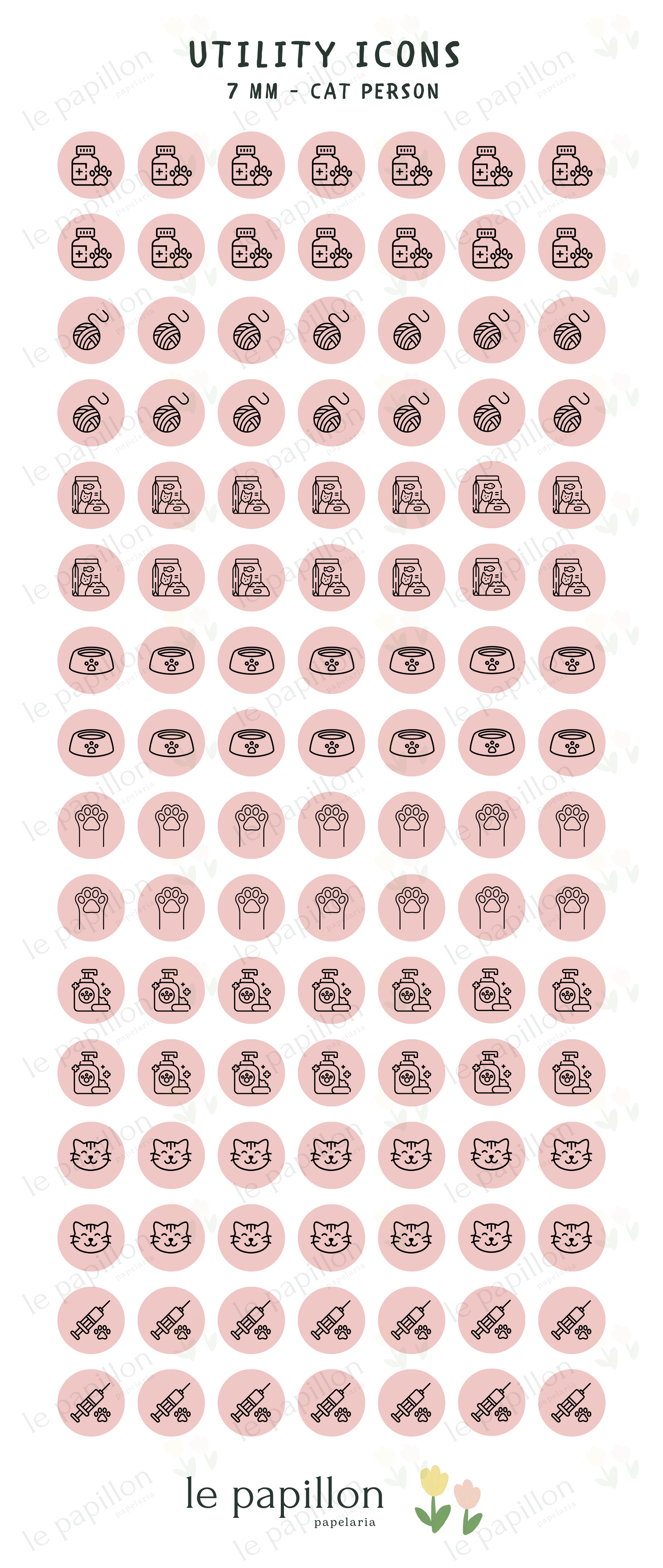 Cartela Utility Icons 7mm - Cat Person