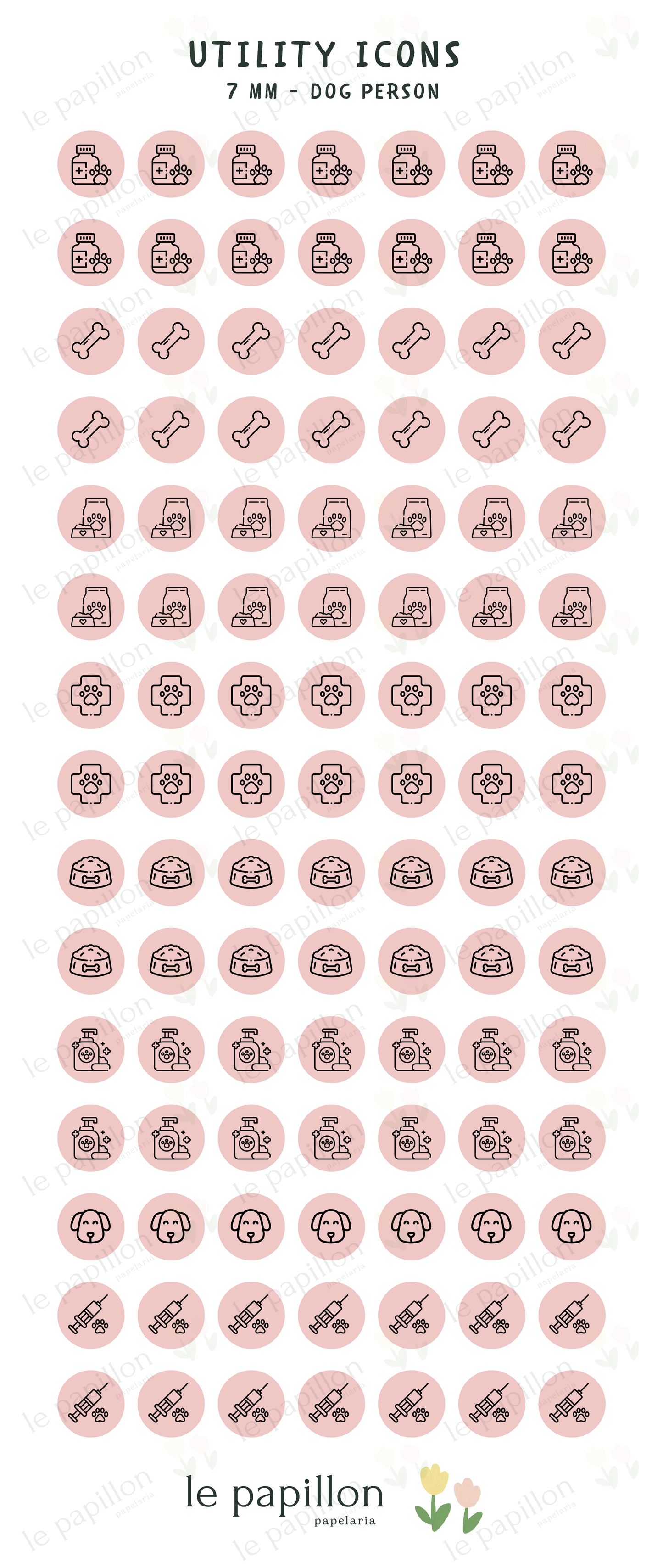 Cartela Utility Icons 7mm - Dog Person
