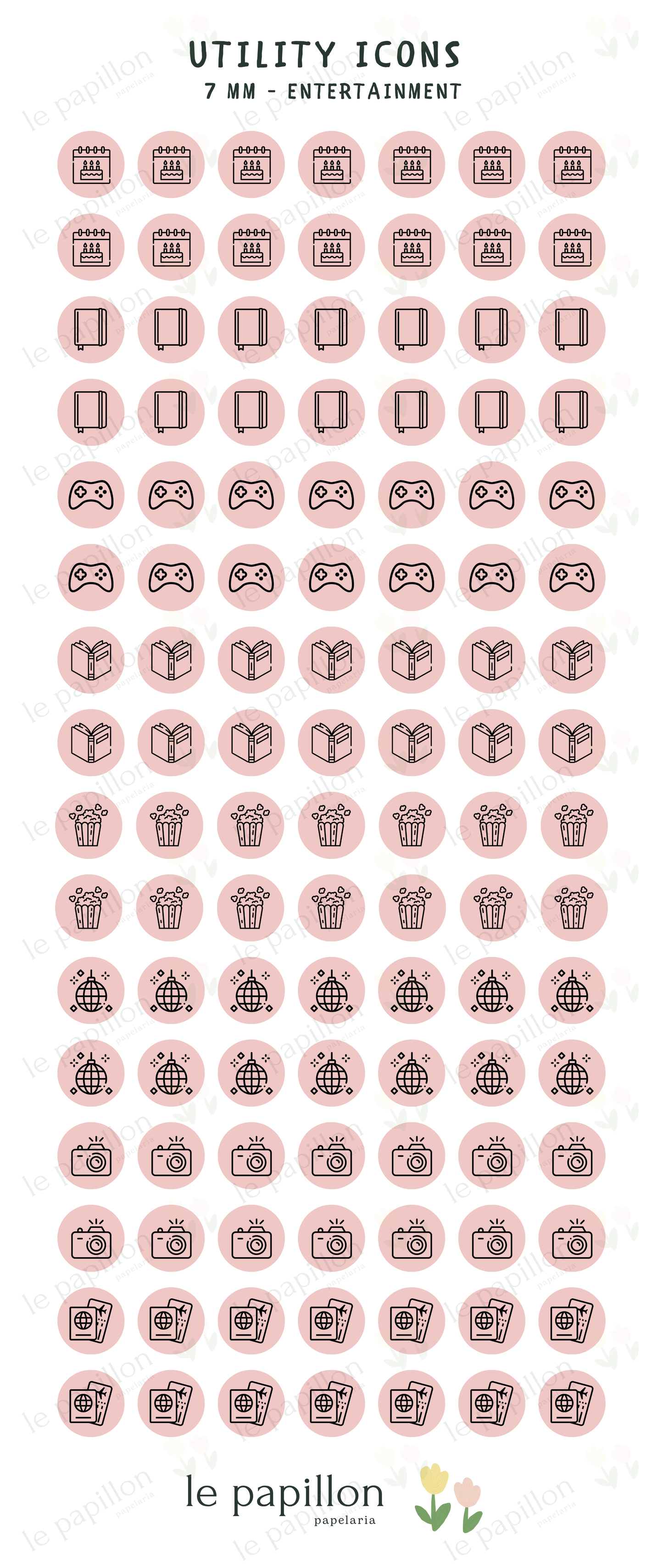 Cartela Utility Icons 7mm - Entertainment