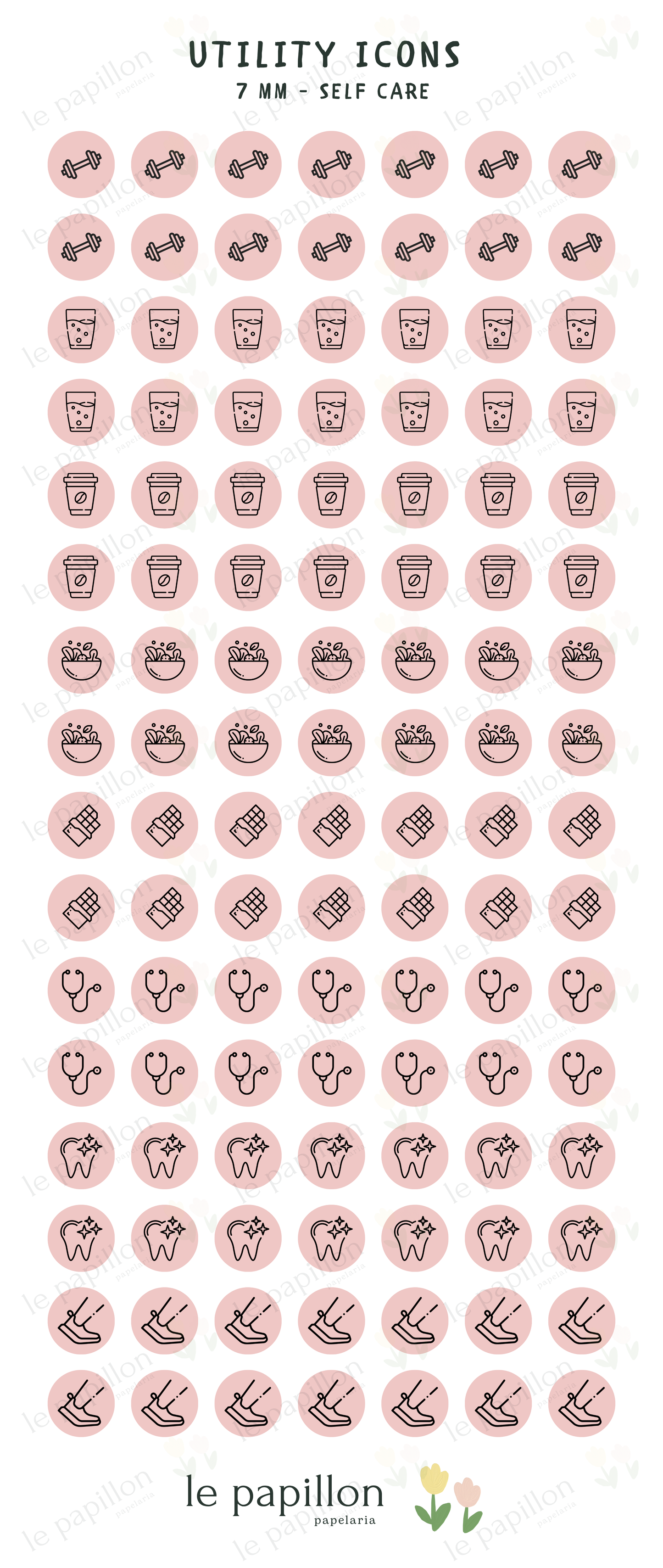 Cartela Utility Icons 7mm - Self Care