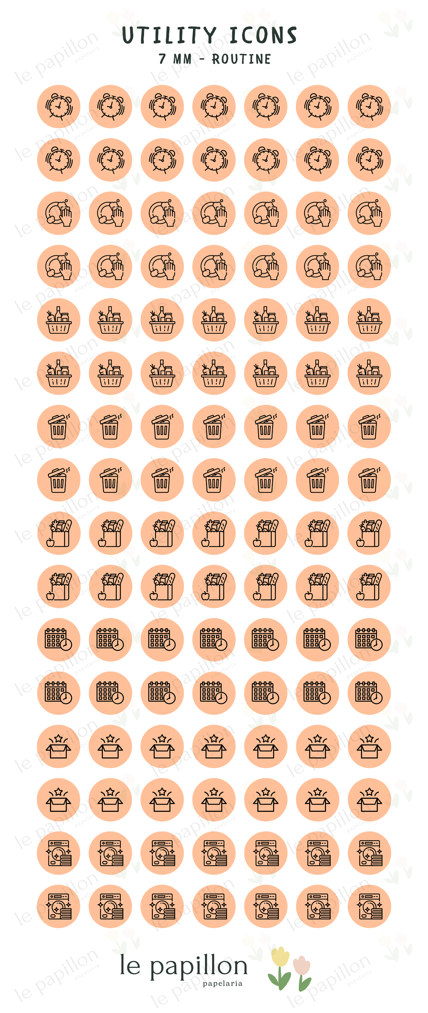 Cartela Utility Icons 7mm - Routine