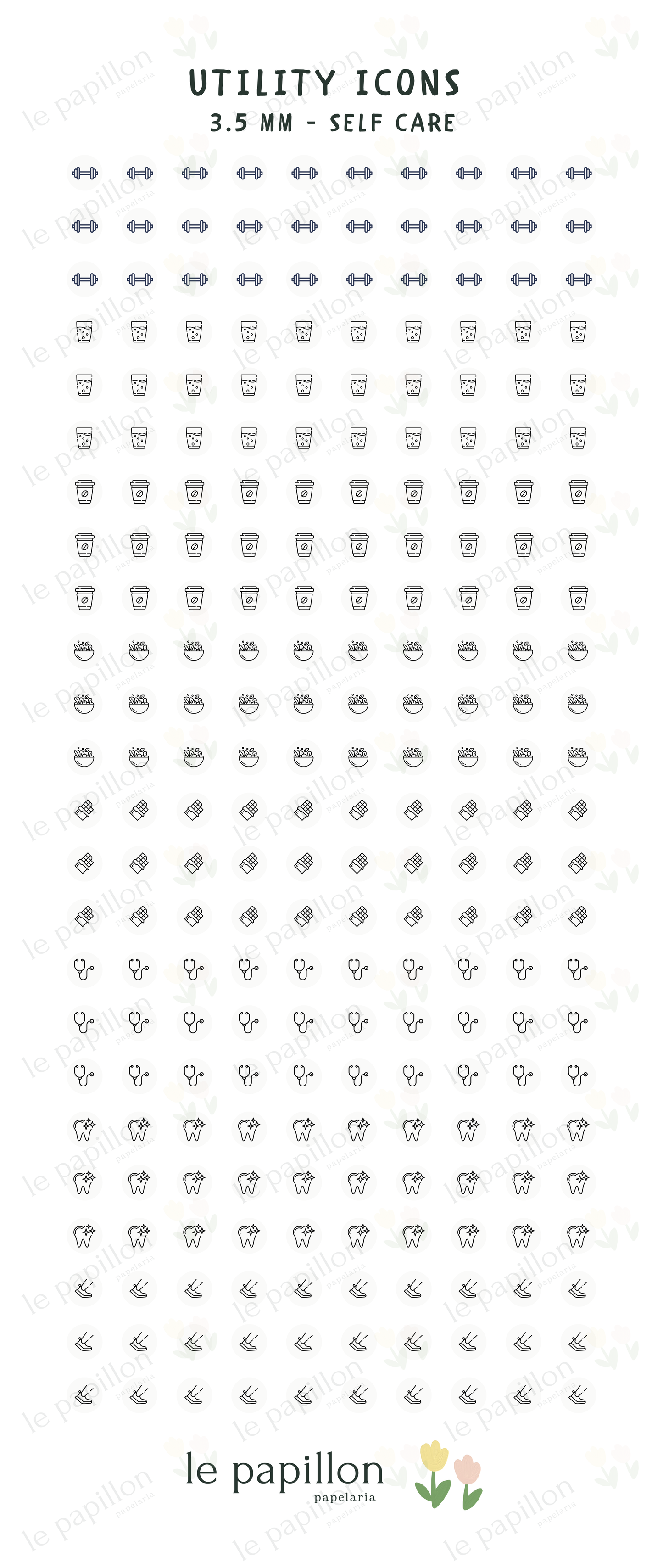 Cartela Utility Icons 3.5mm - Self Care