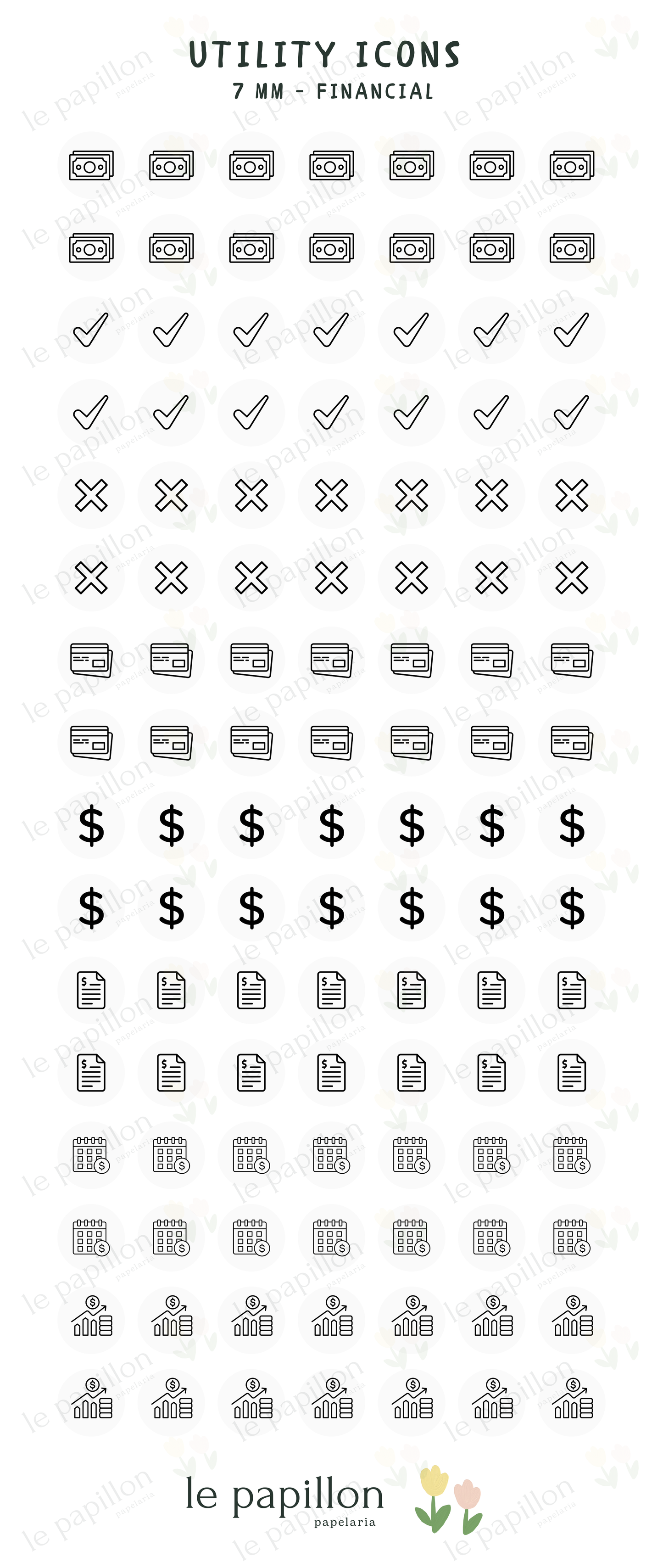 Cartela Utility Icons 7mm - Financial