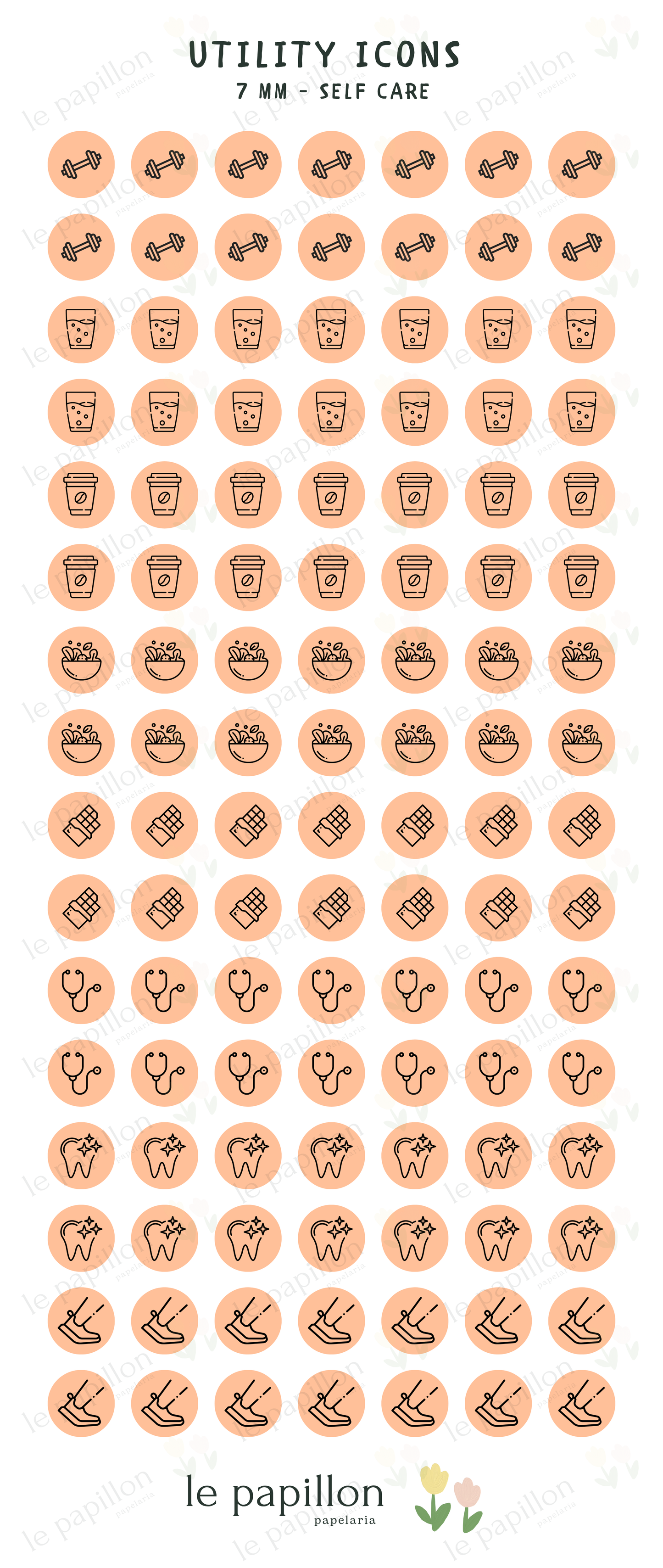 Cartela Utility Icons 7mm - Self Care