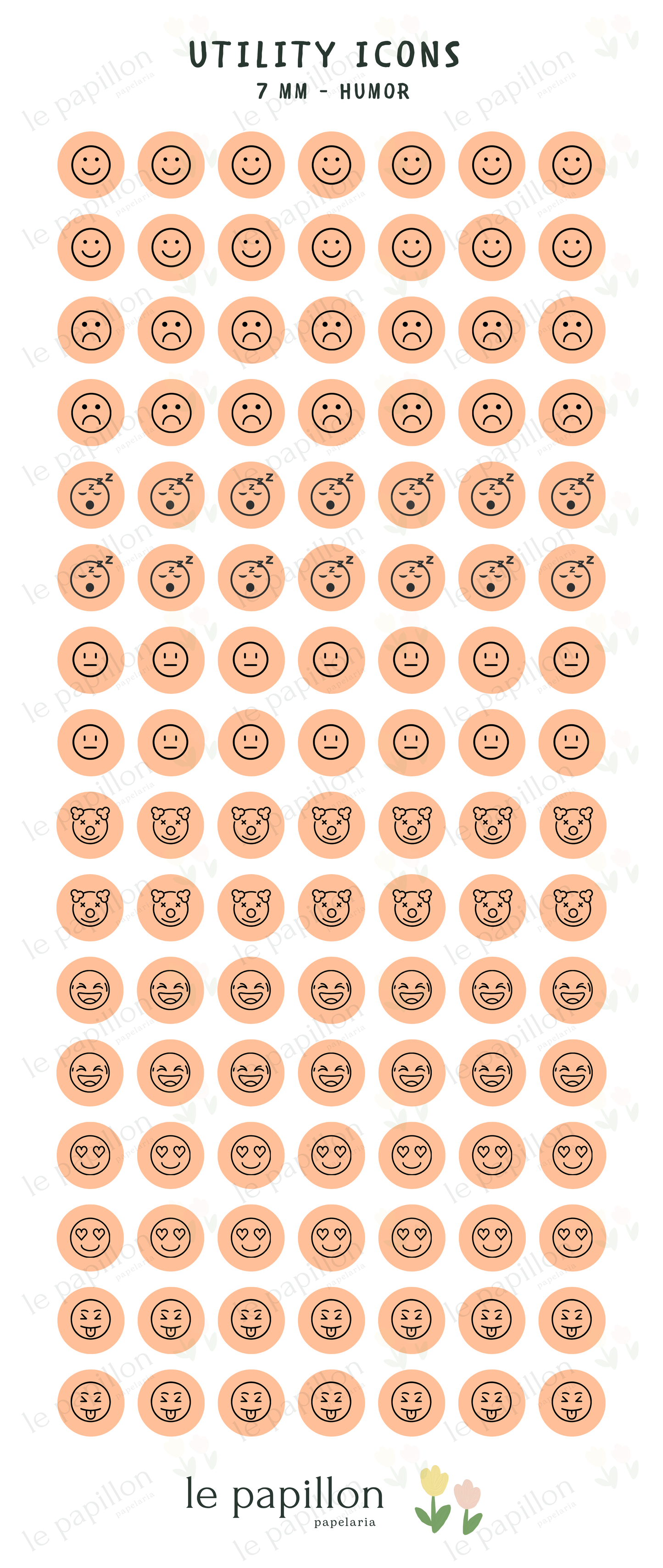 Cartela Utility Icons 7mm - Humor
