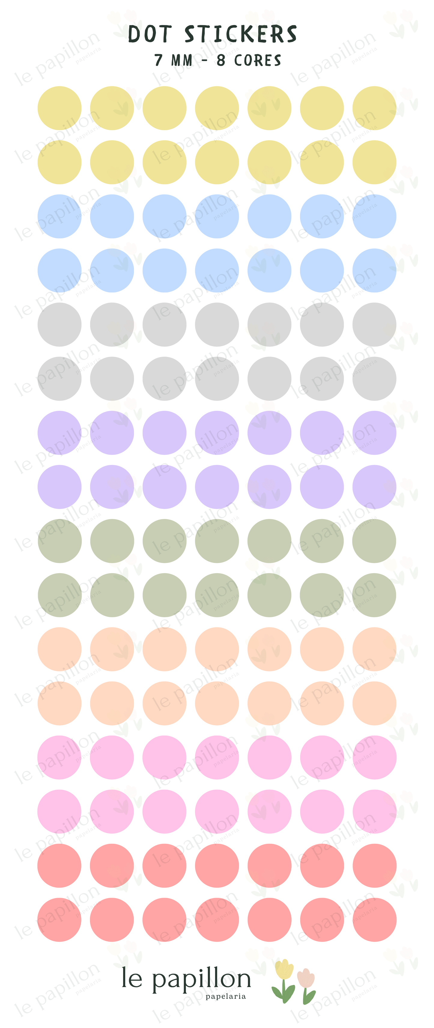 Cartela Dot Stickers 7mm - 8 Cores