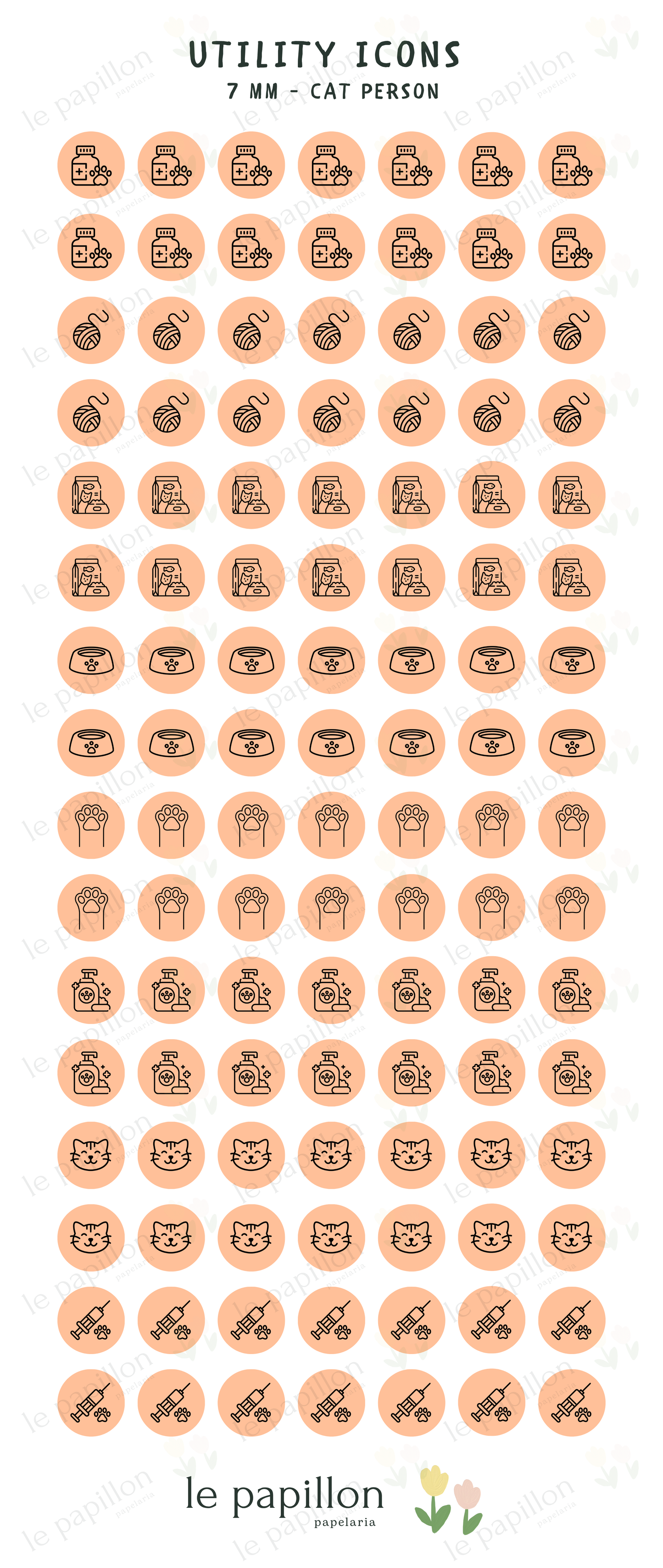Cartela Utility Icons 7mm - Cat Person