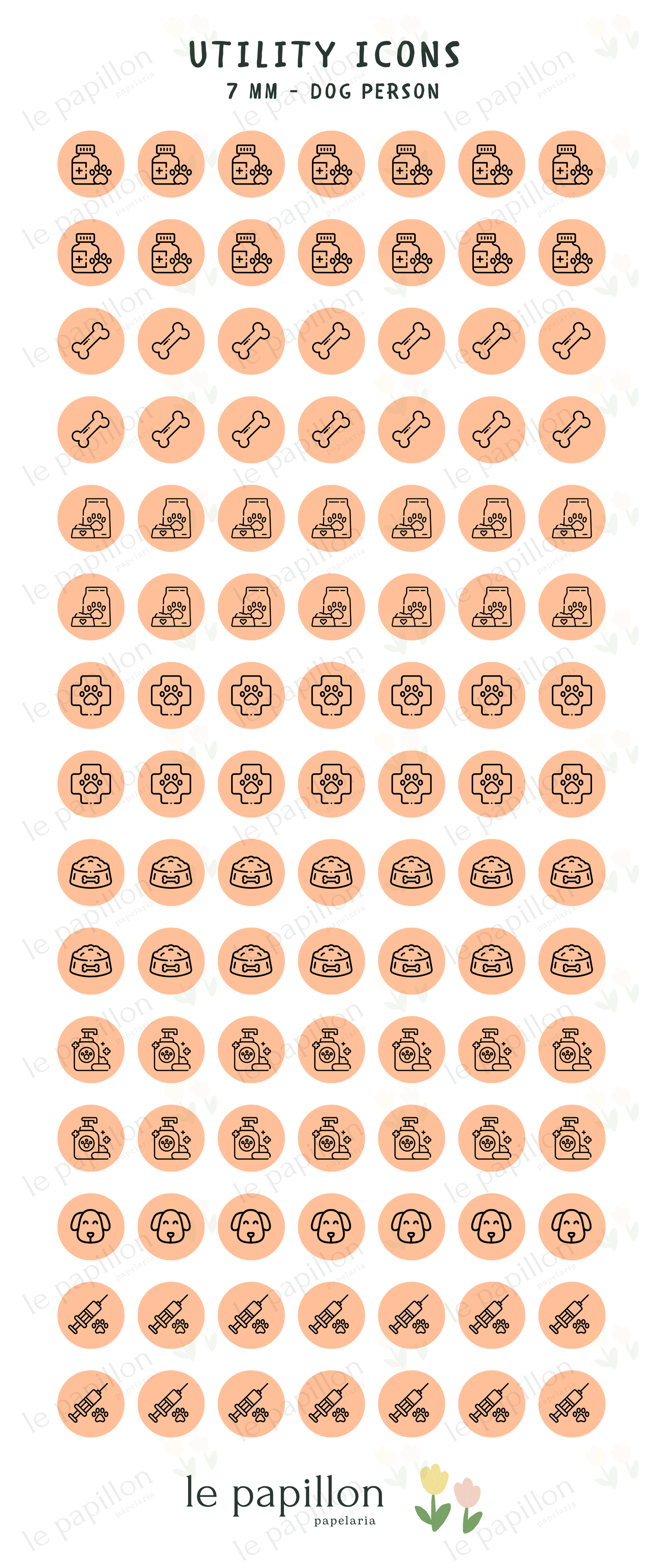 Cartela Utility Icons 7mm - Dog Person
