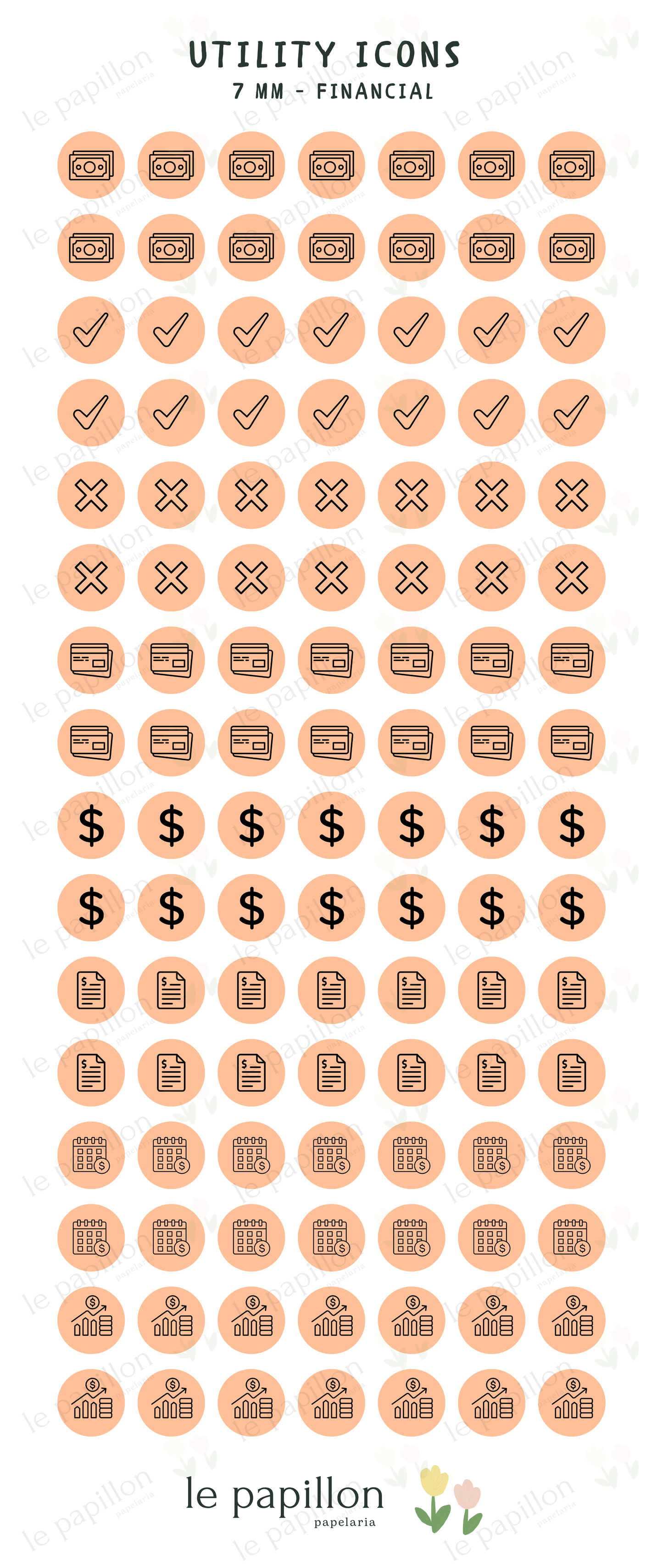 Cartela Utility Icons 7mm - Financial