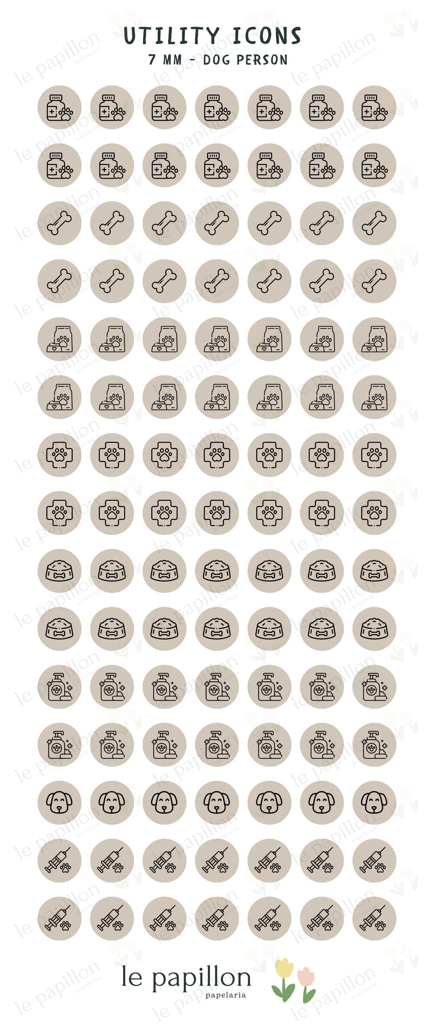 Cartela Utility Icons 7mm - Dog Person