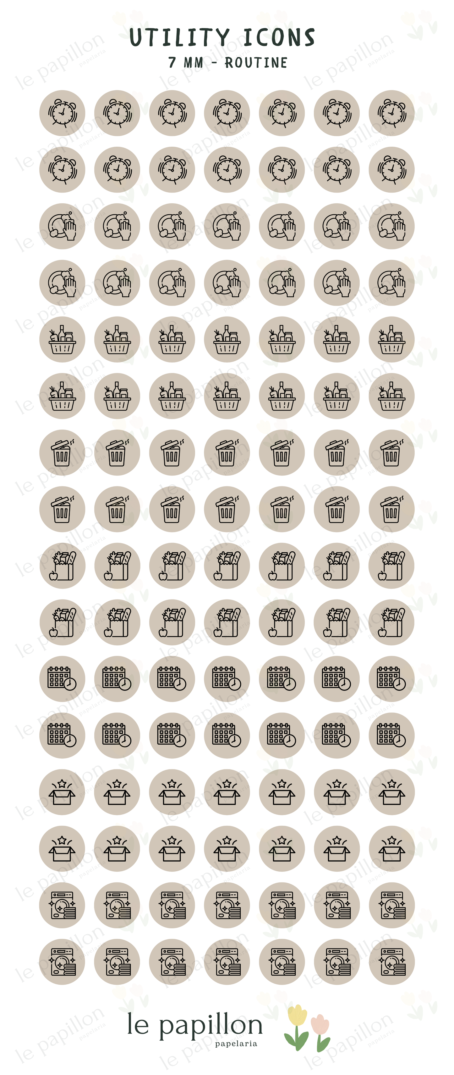 Cartela Utility Icons 7mm - Routine