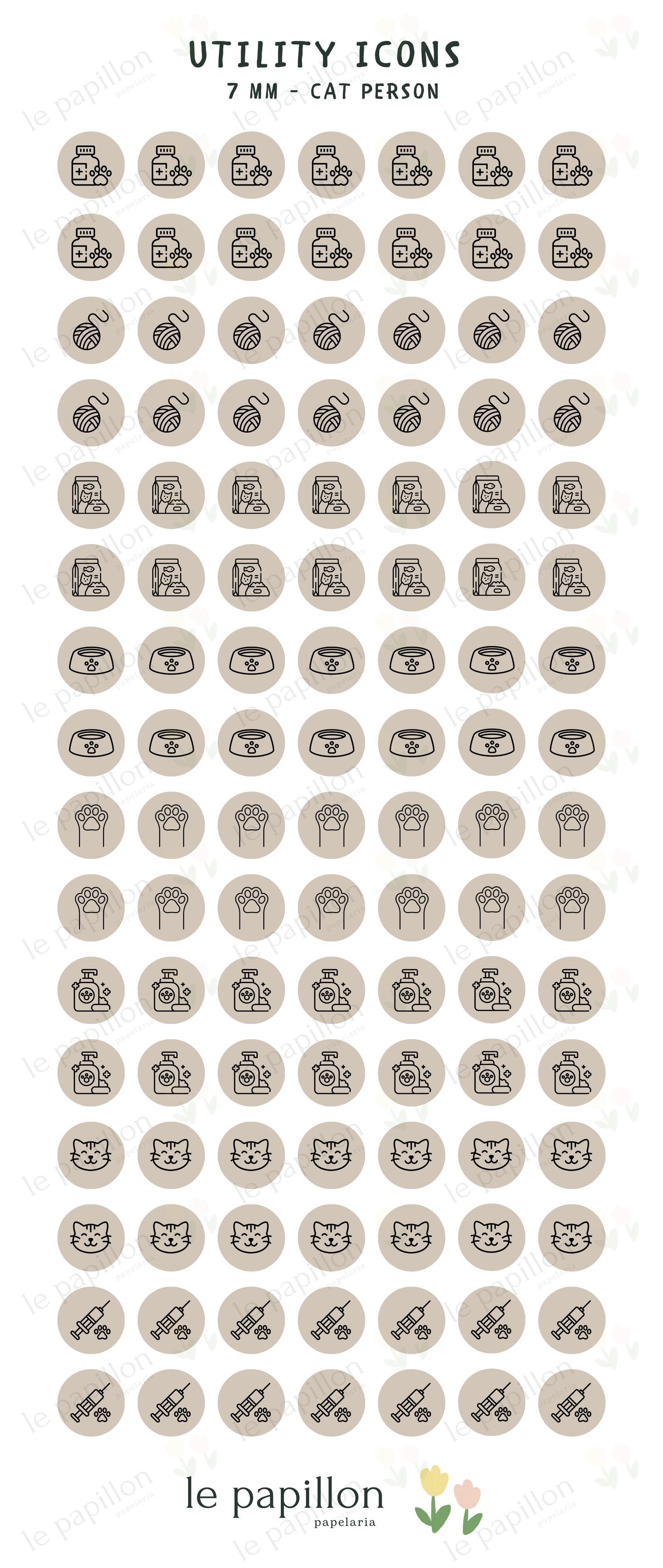 Cartela Utility Icons 7mm - Cat Person
