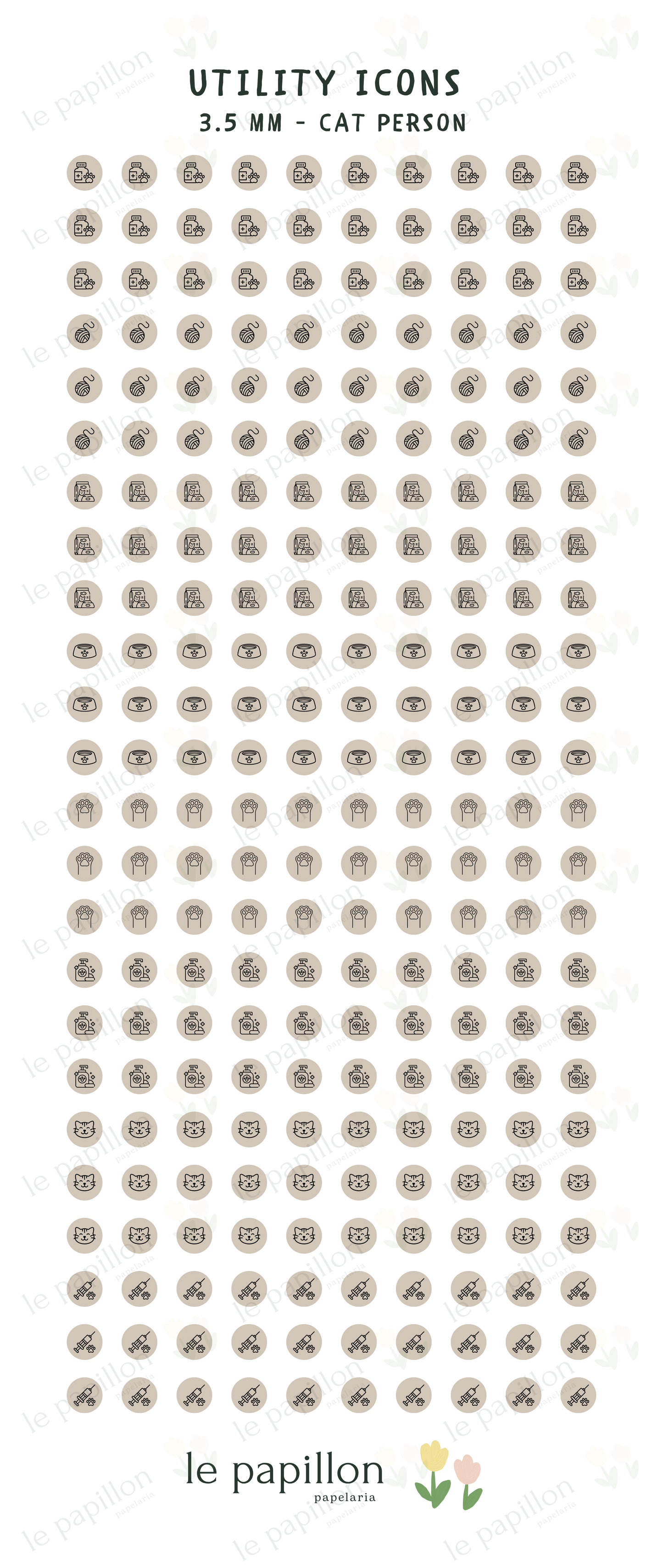 Cartela Utility Icons 3.5mm - Cat Person