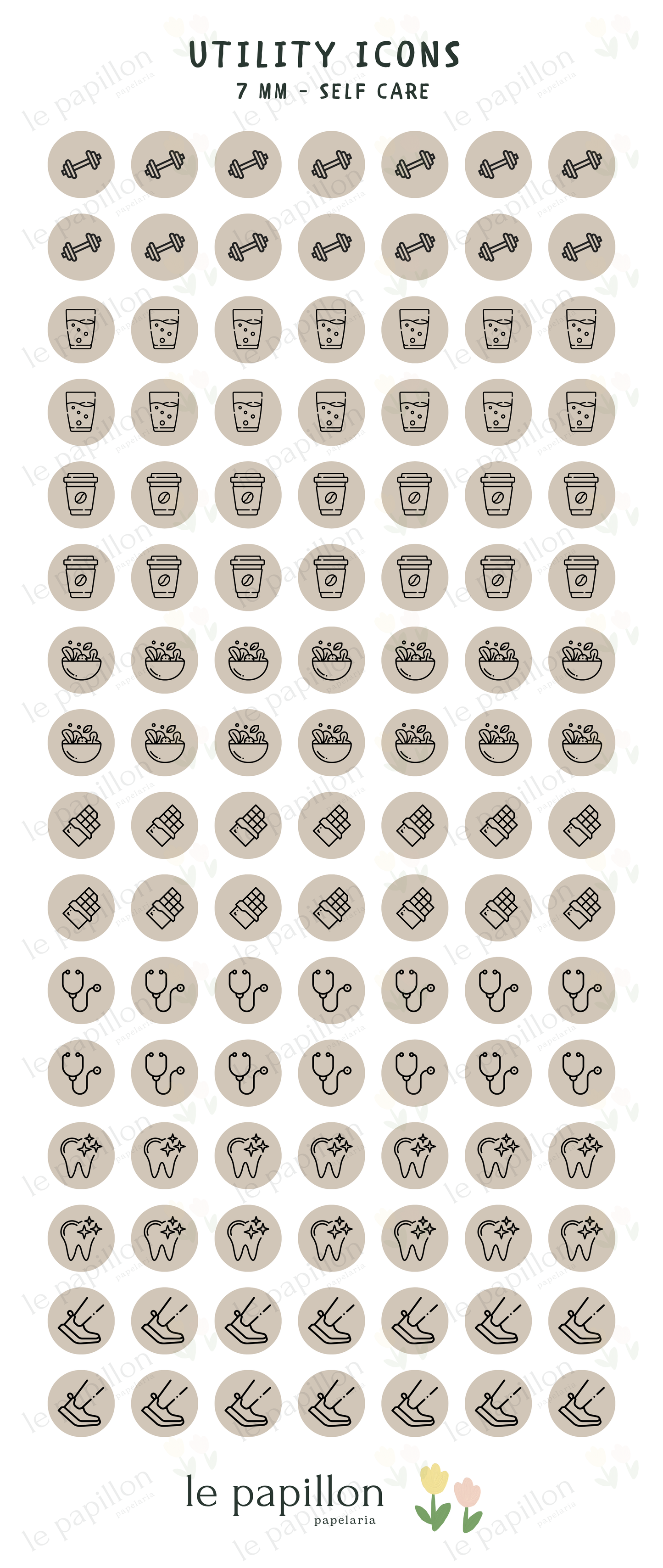 Cartela Utility Icons 7mm - Self Care