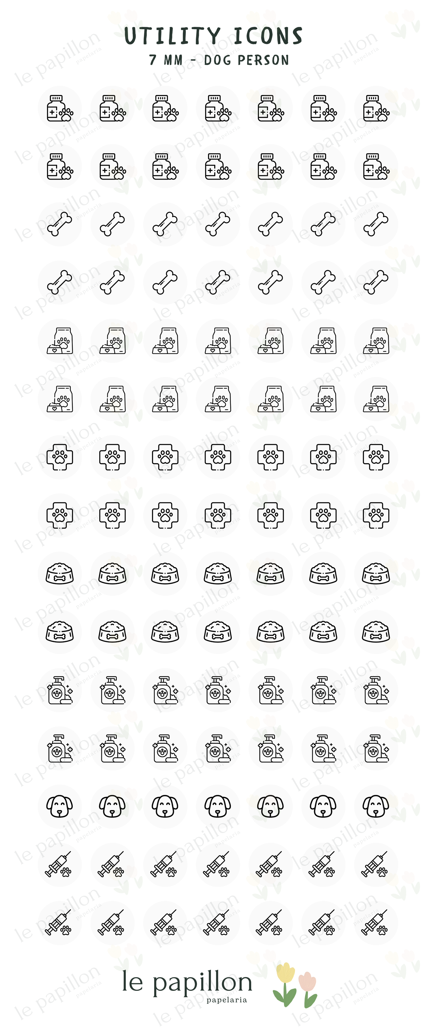 Cartela Utility Icons 7mm - Dog Person