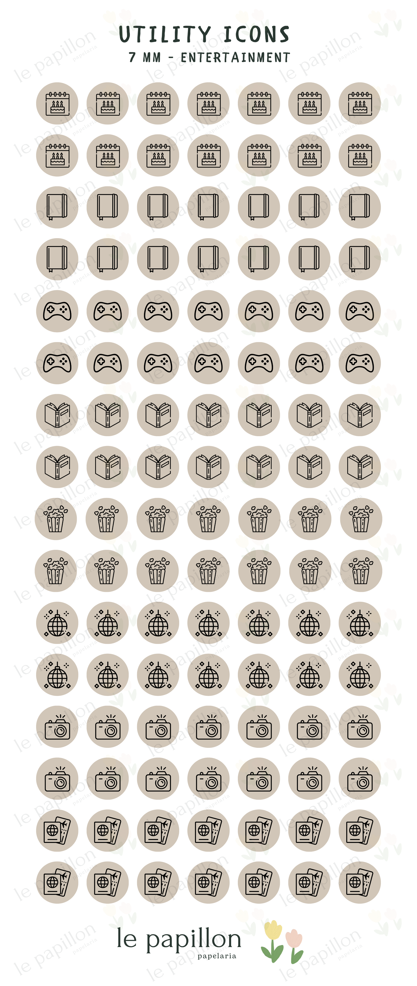 Cartela Utility Icons 7mm - Entertainment