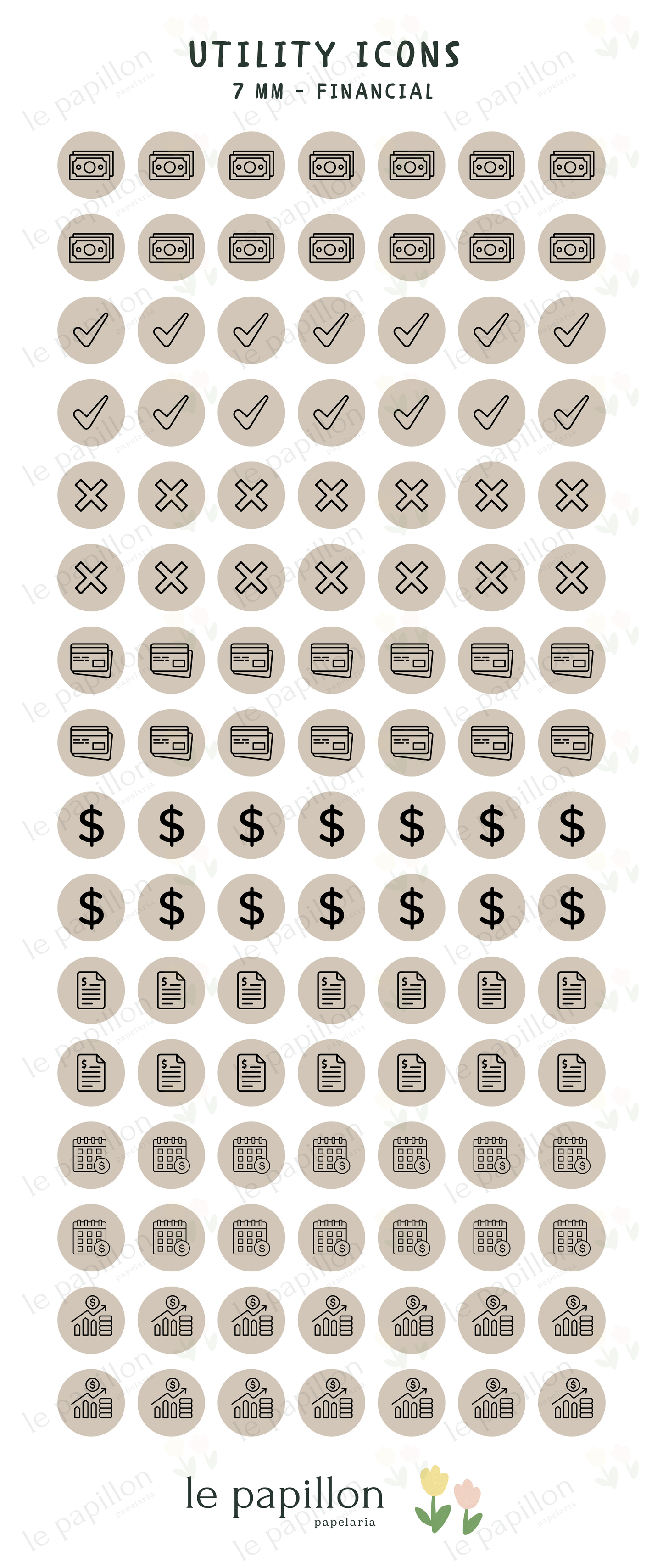 Cartela Utility Icons 7mm - Financial
