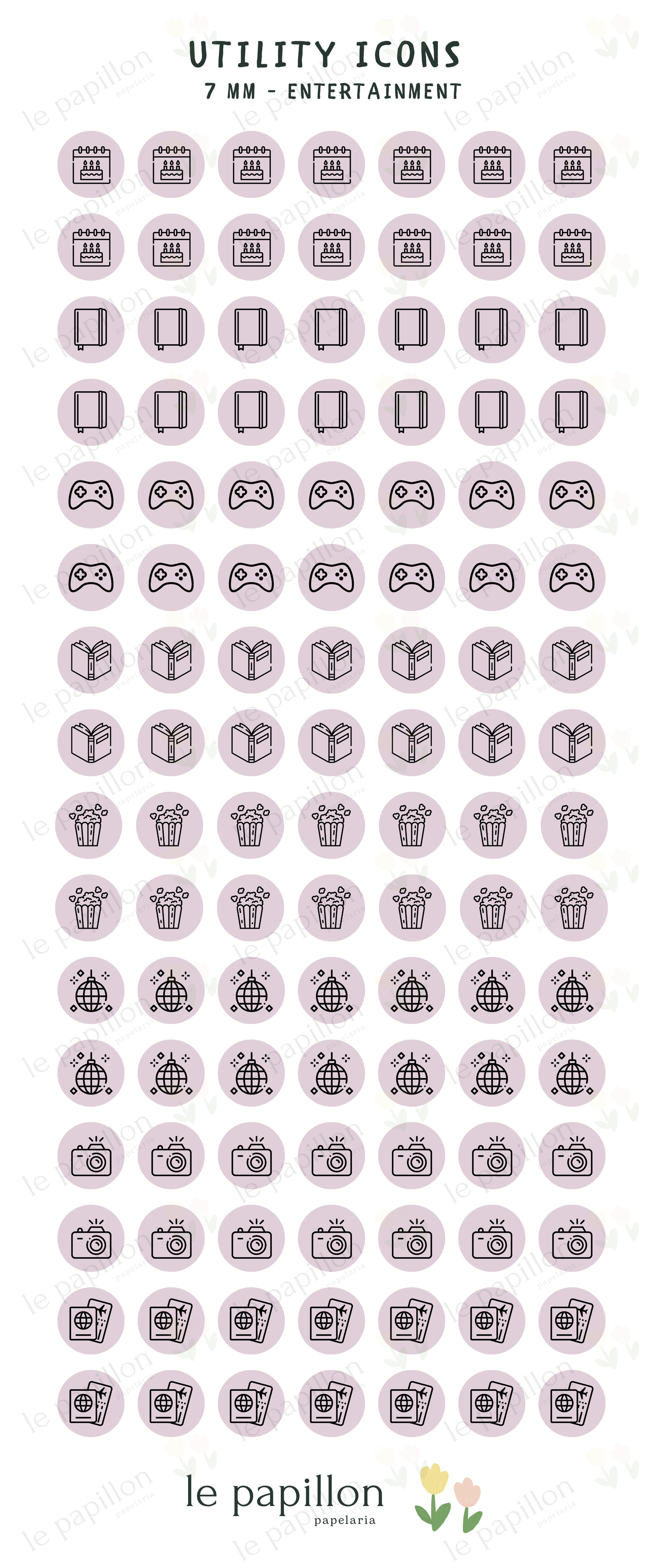 Cartela Utility Icons 7mm - Entertainment