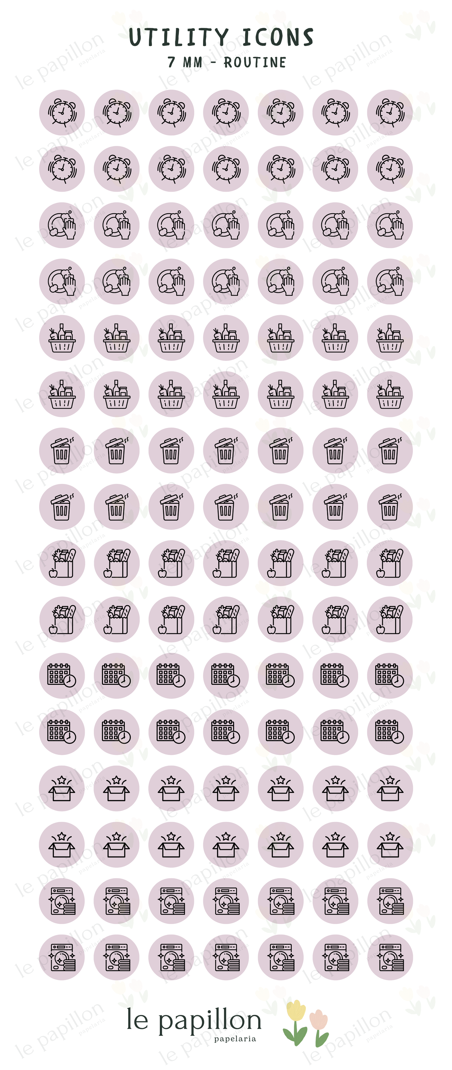 Cartela Utility Icons 7mm - Routine