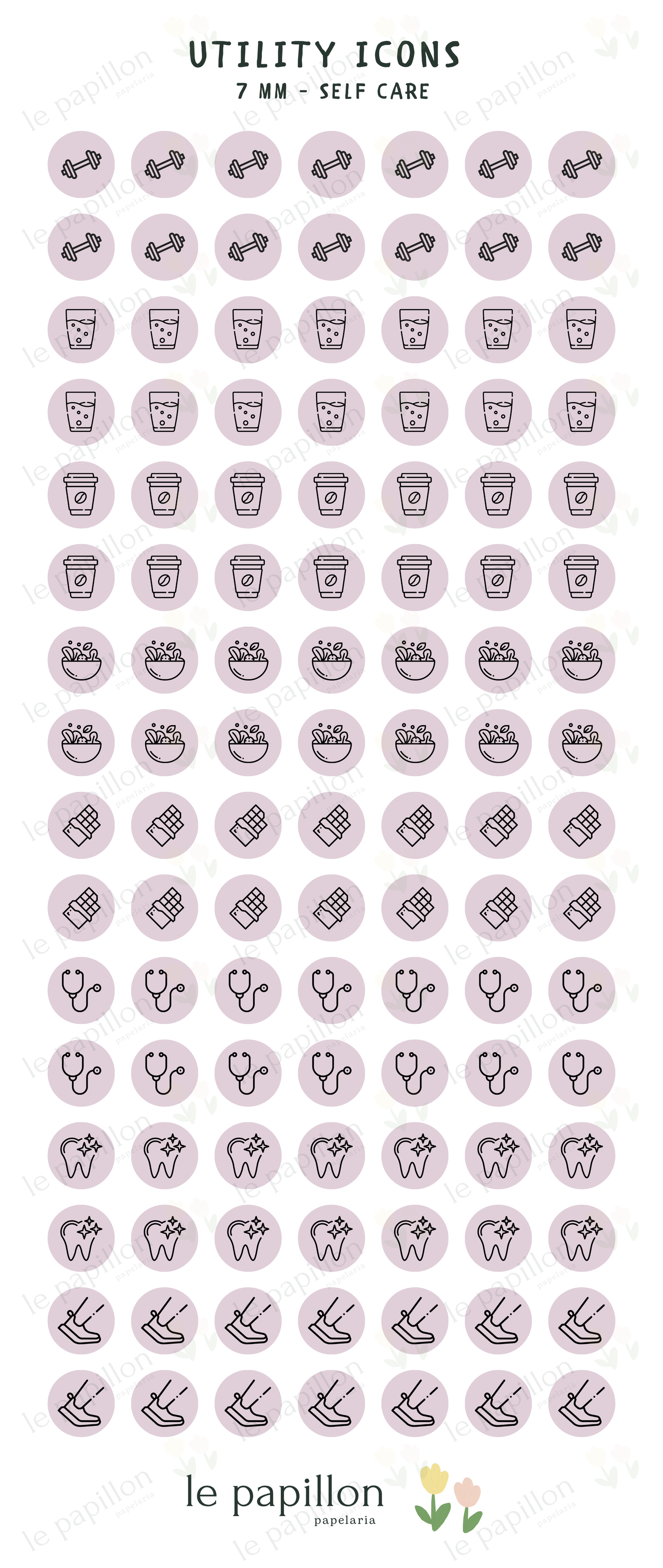 Cartela Utility Icons 7mm - Self Care