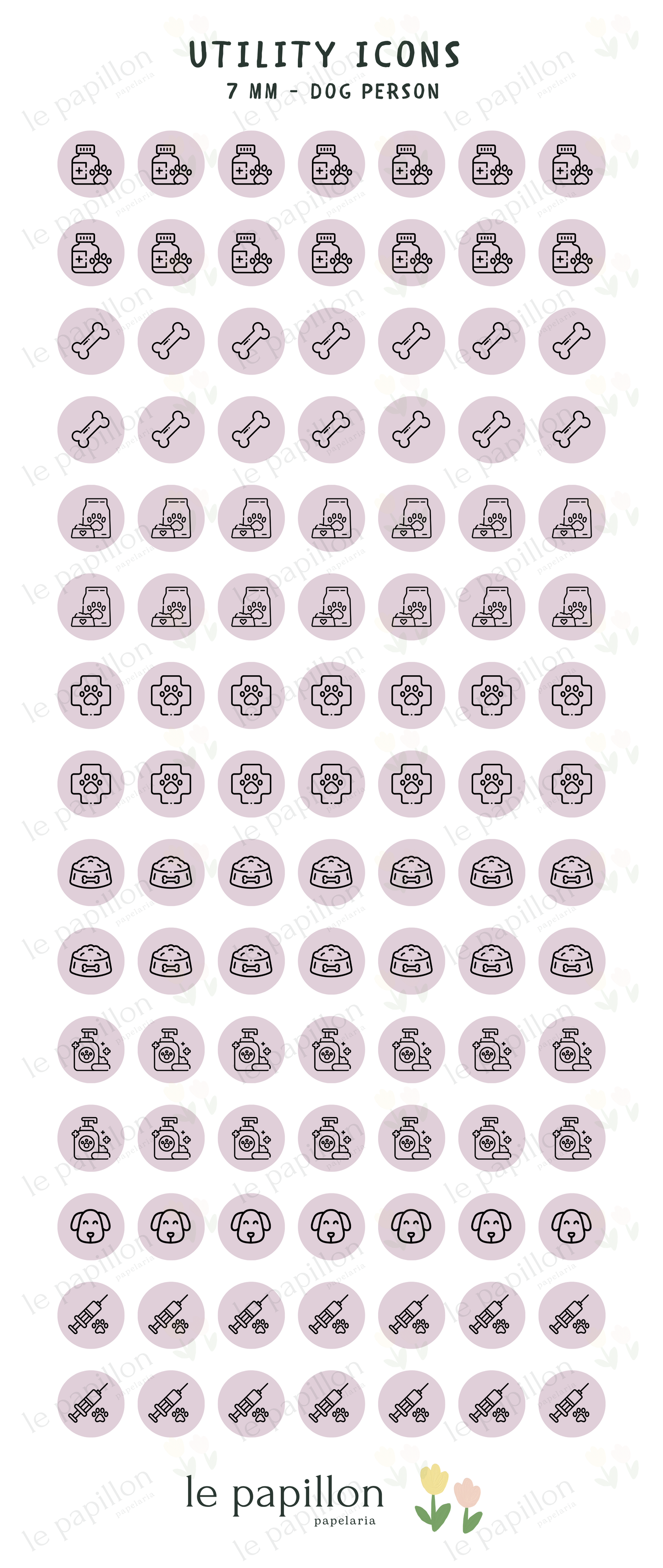 Cartela Utility Icons 7mm - Dog Person