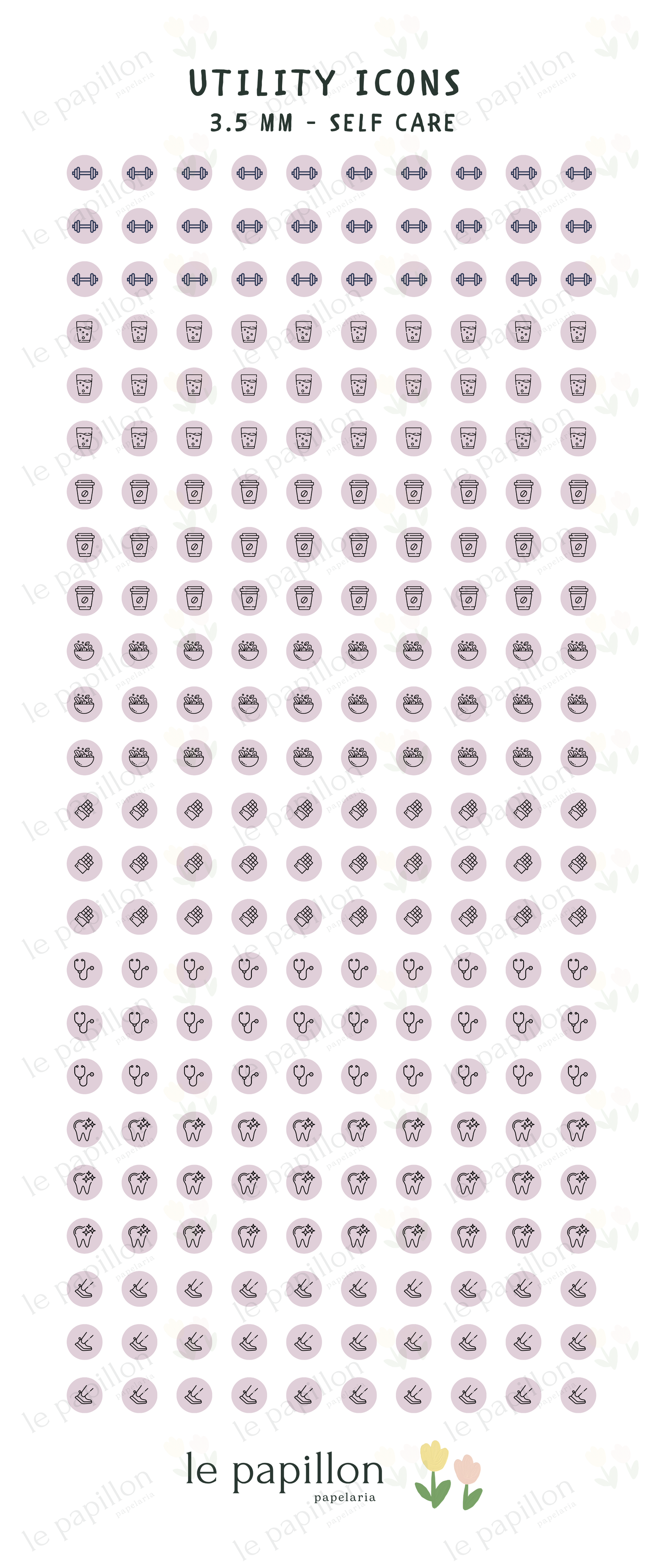 Cartela Utility Icons 3.5mm - Self Care