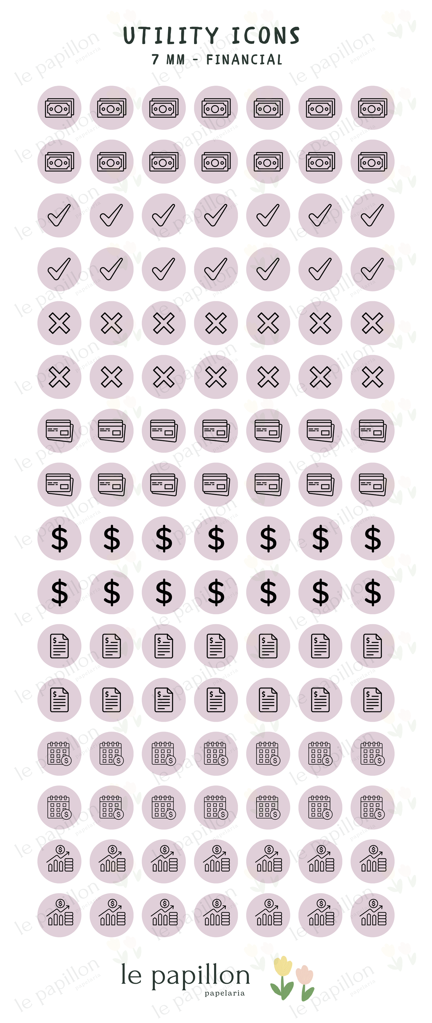 Cartela Utility Icons 7mm - Financial