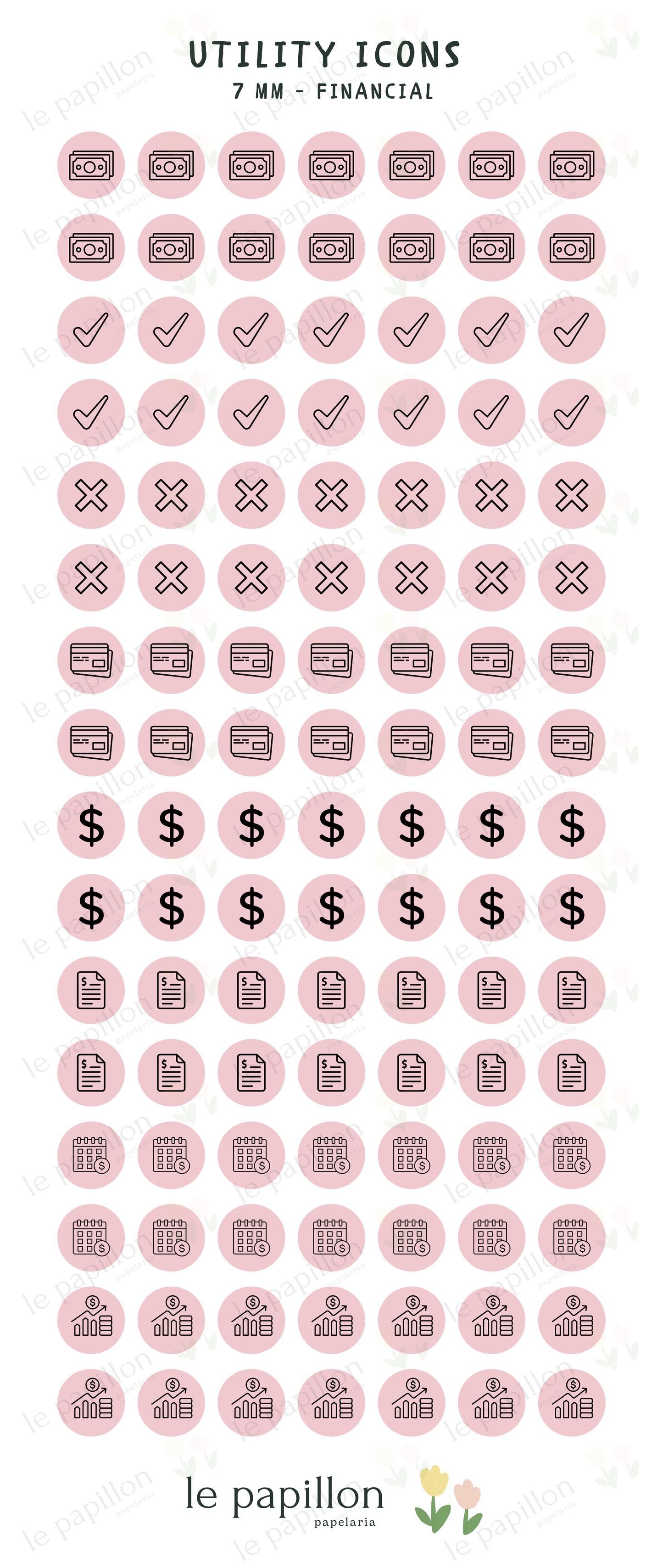 Cartela Utility Icons 7mm - Financial