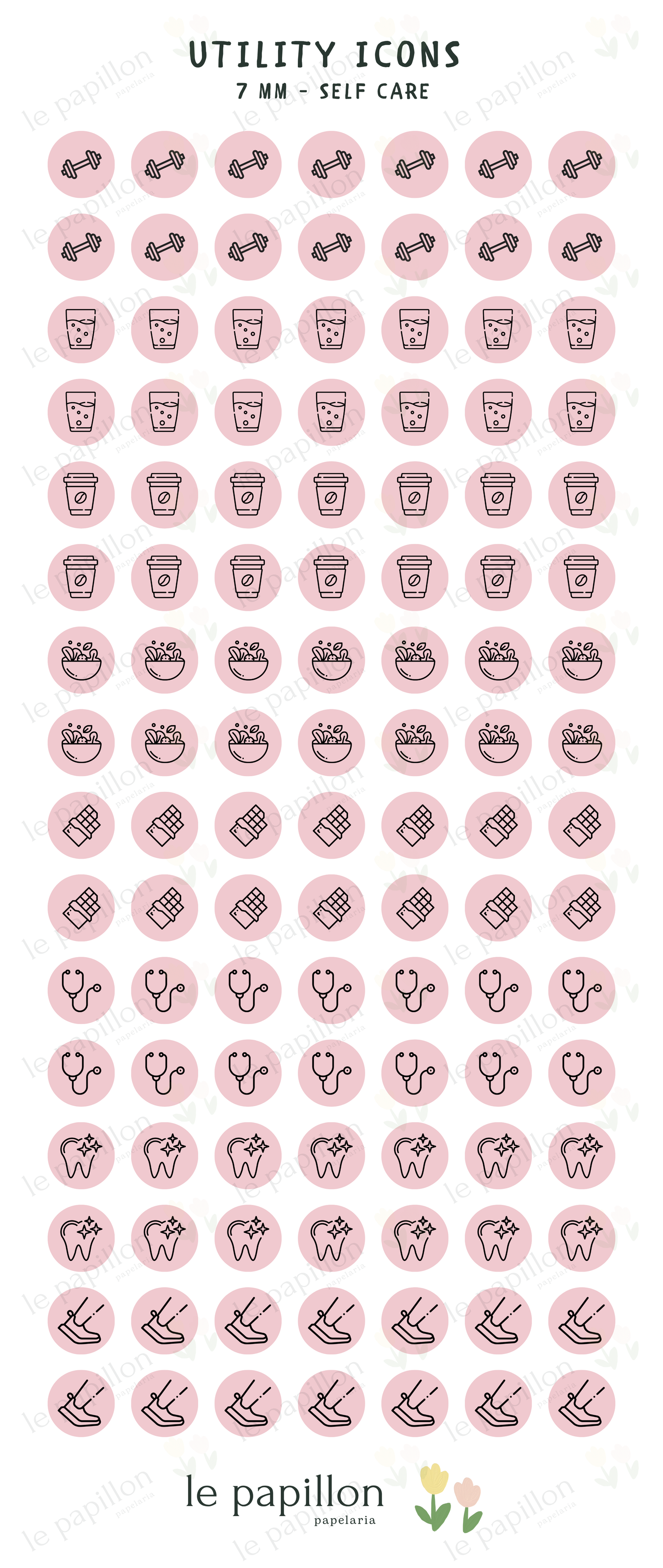 Cartela Utility Icons 7mm - Self Care
