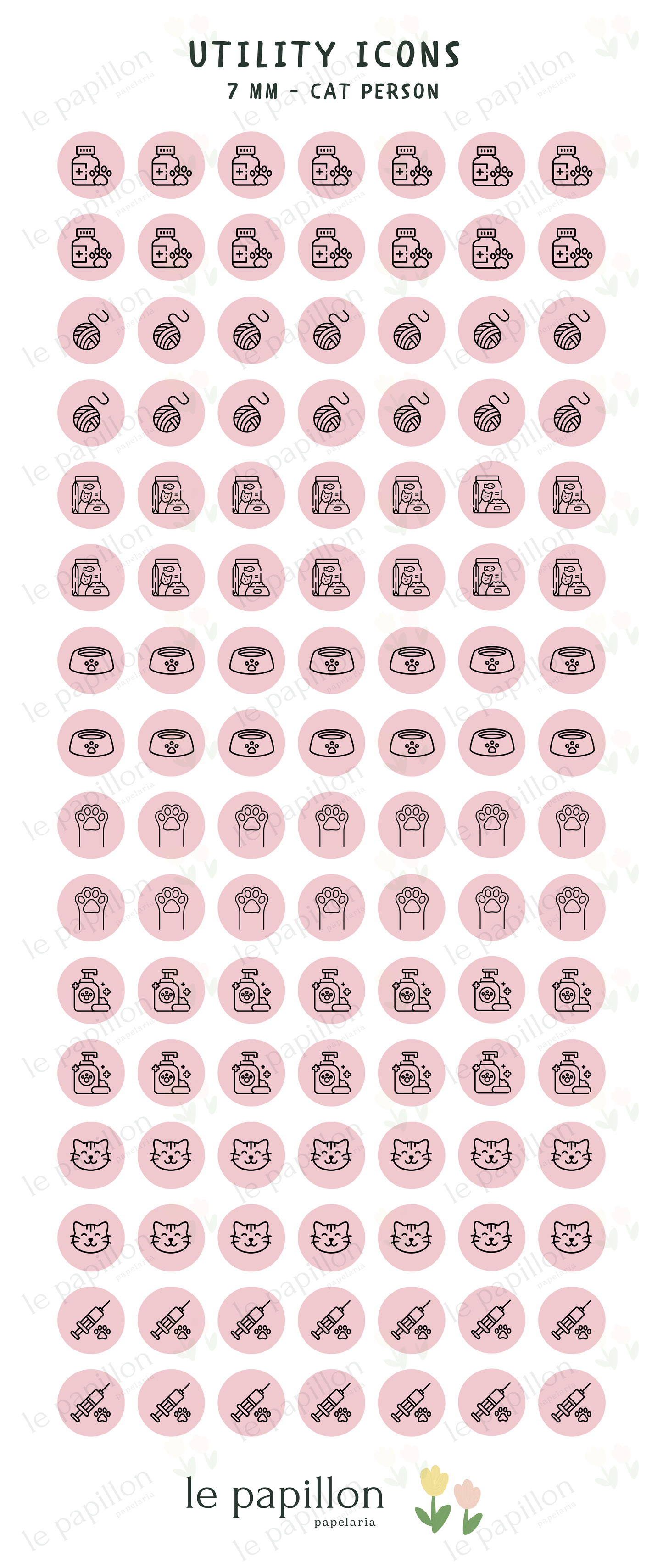 Cartela Utility Icons 7mm - Cat Person