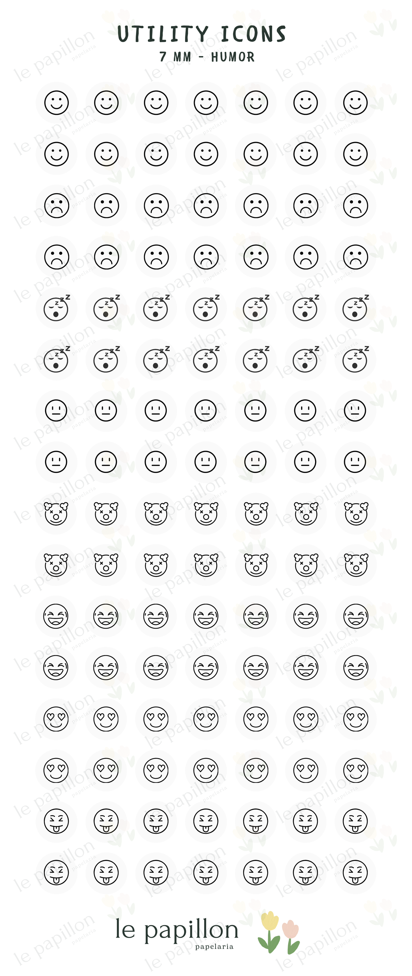 Cartela Utility Icons 7mm - Humor